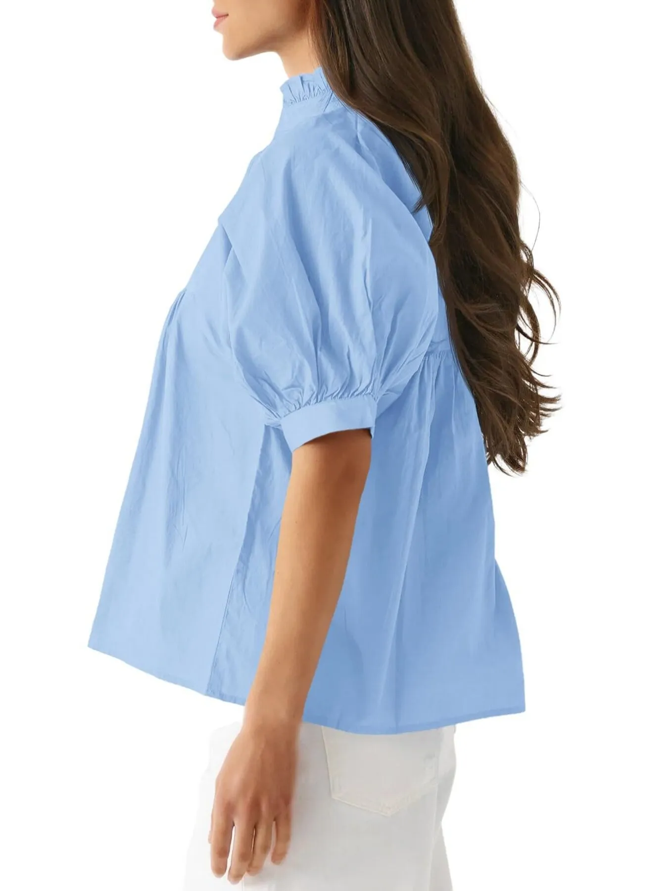 Notched Puff Sleeve Blouse - Image 4