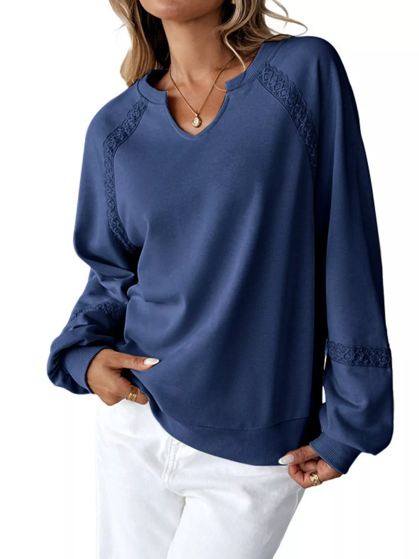 Notched Raglan Sleeve Sweatshirt - Image 4