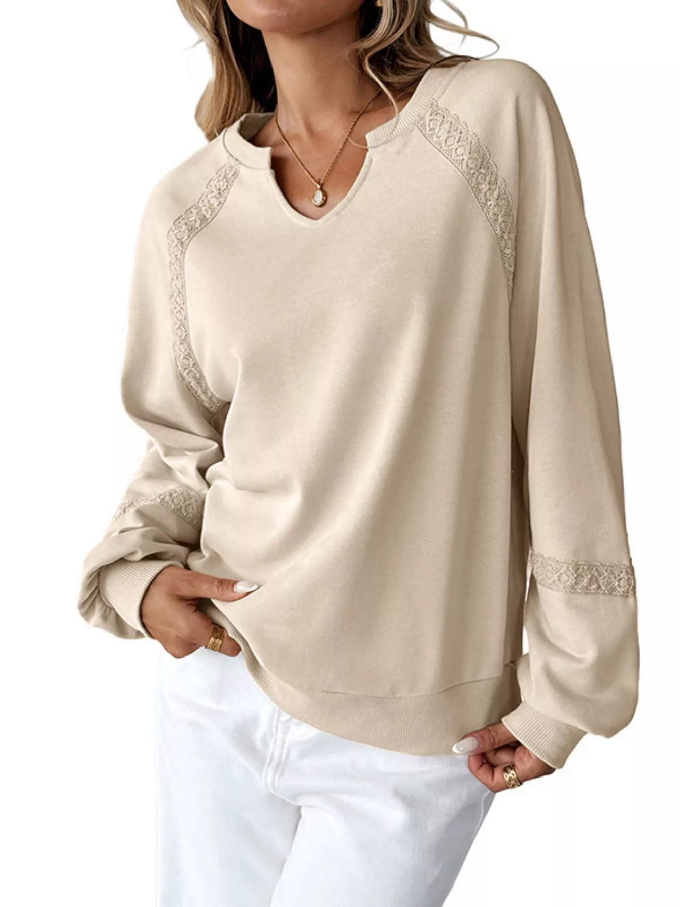 Notched Raglan Sleeve Sweatshirt - Image 9