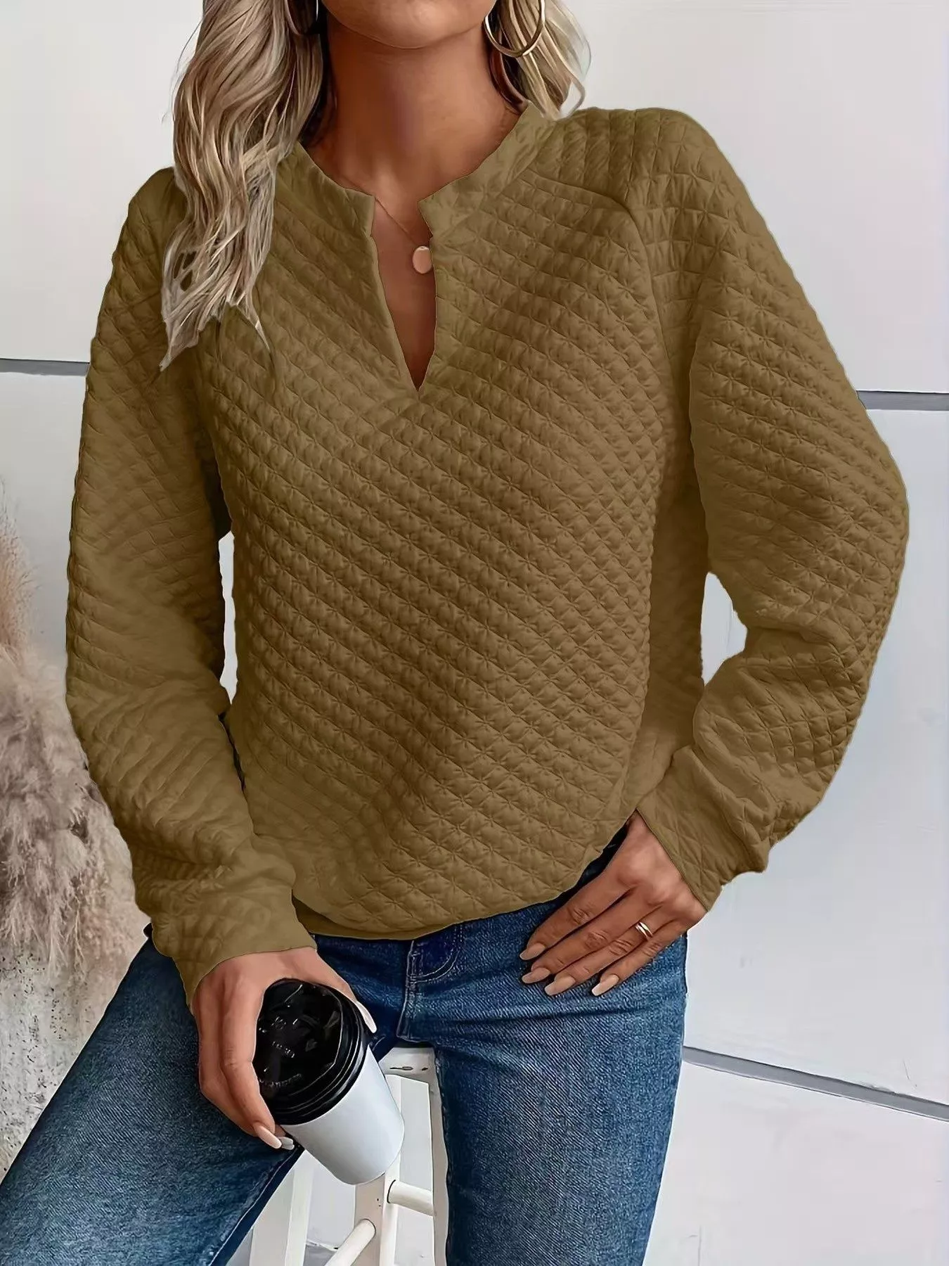 Notched Raglan Sleeve Sweatshirt - Image 15