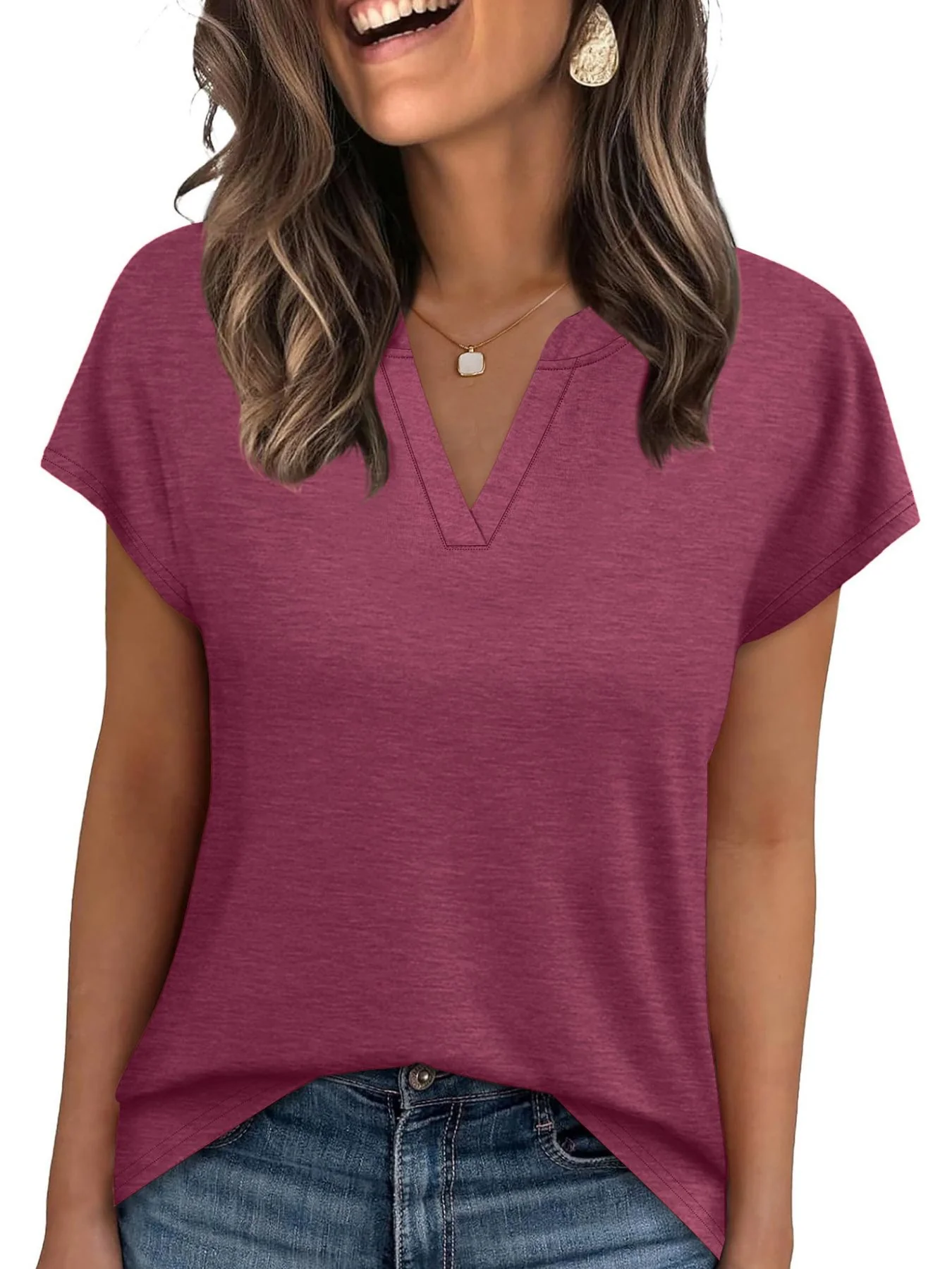 Notched Short Sleeve T-Shirt - Image 29