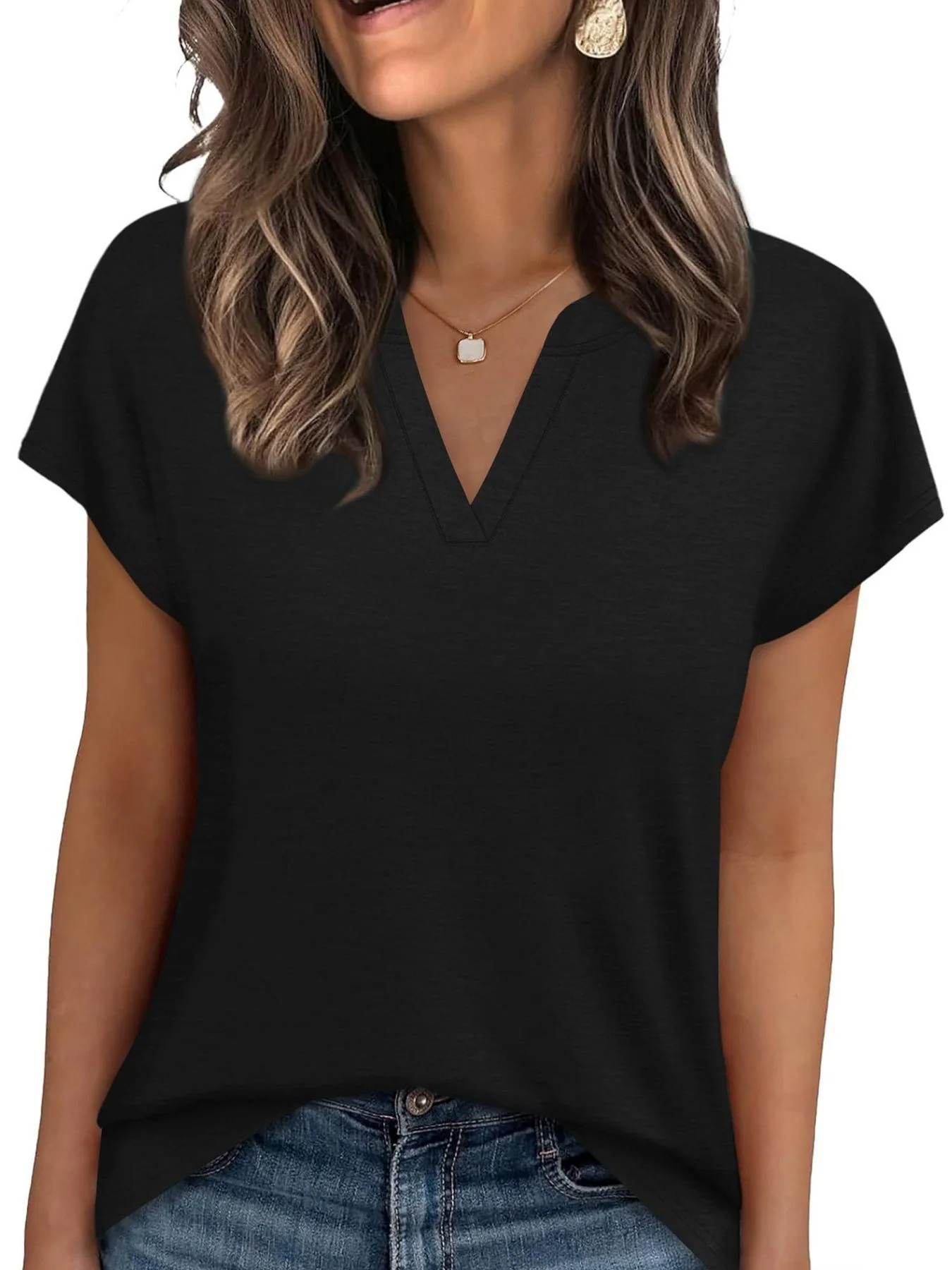 Notched Short Sleeve T-Shirt - Image 5