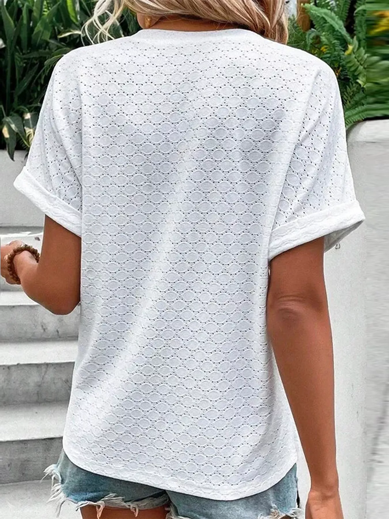 Notched Short Sleeve Top - Image 2