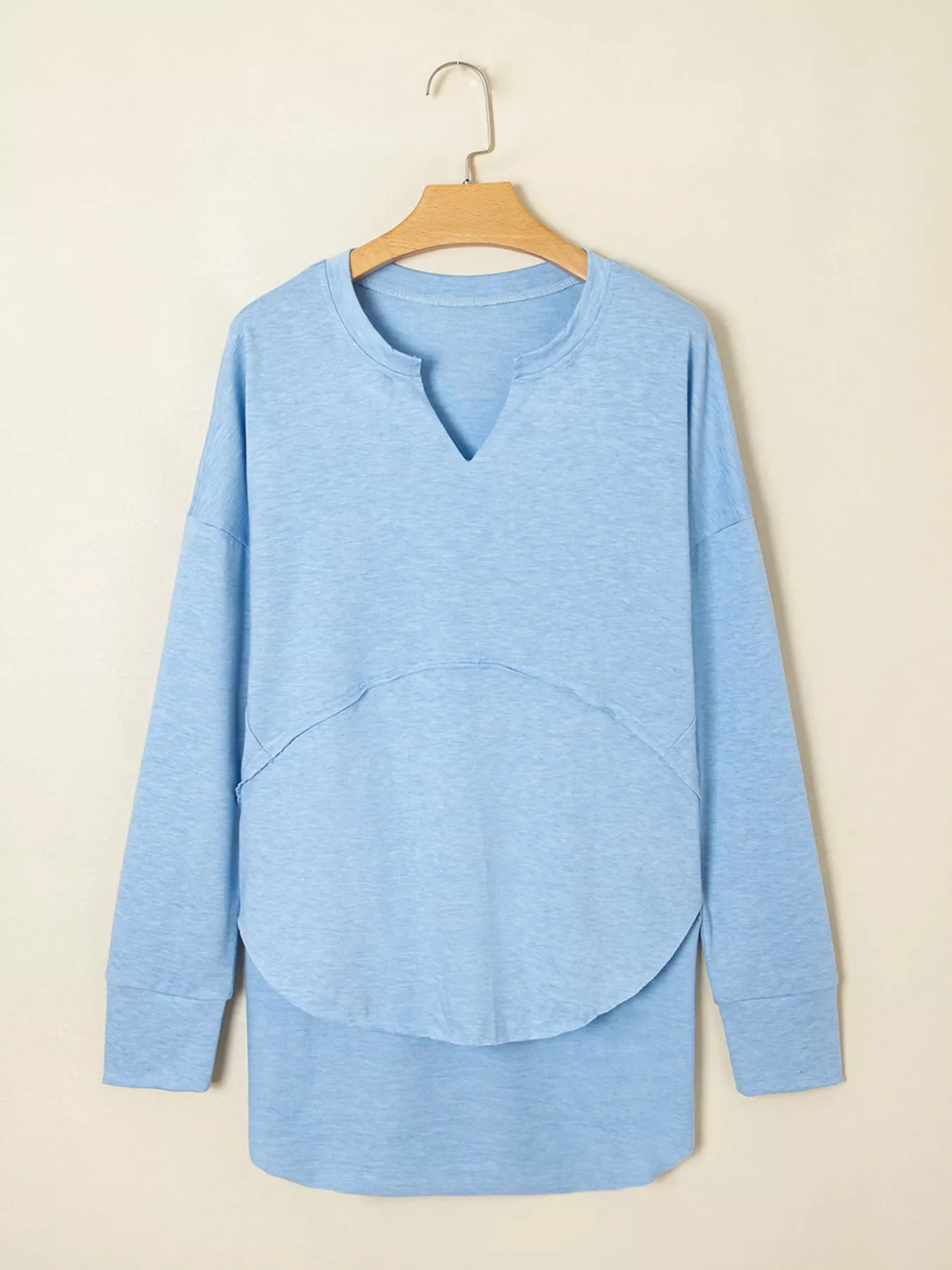 Notched Terry Long Sleeve Top - Image 2