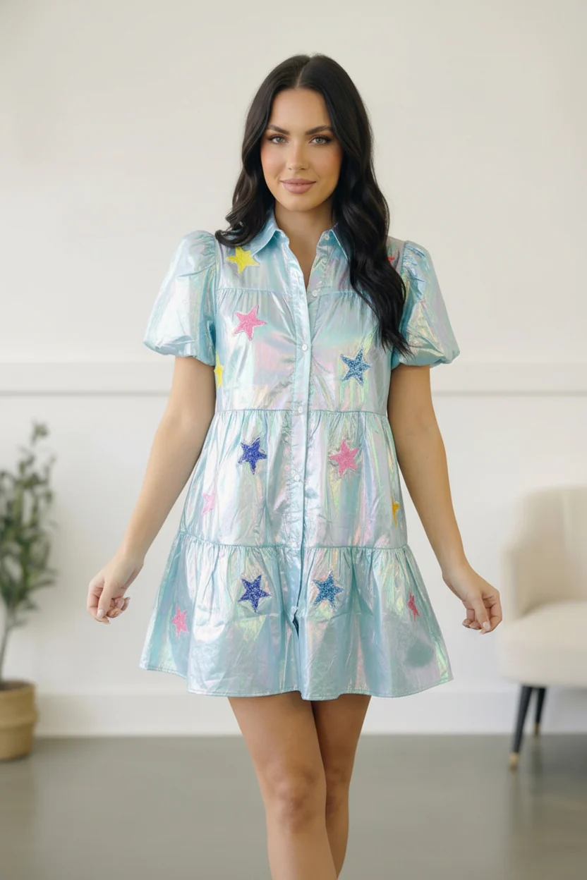 Nova Night Out Tiered Bubble Sleeve T Shirt Dress - Image 2