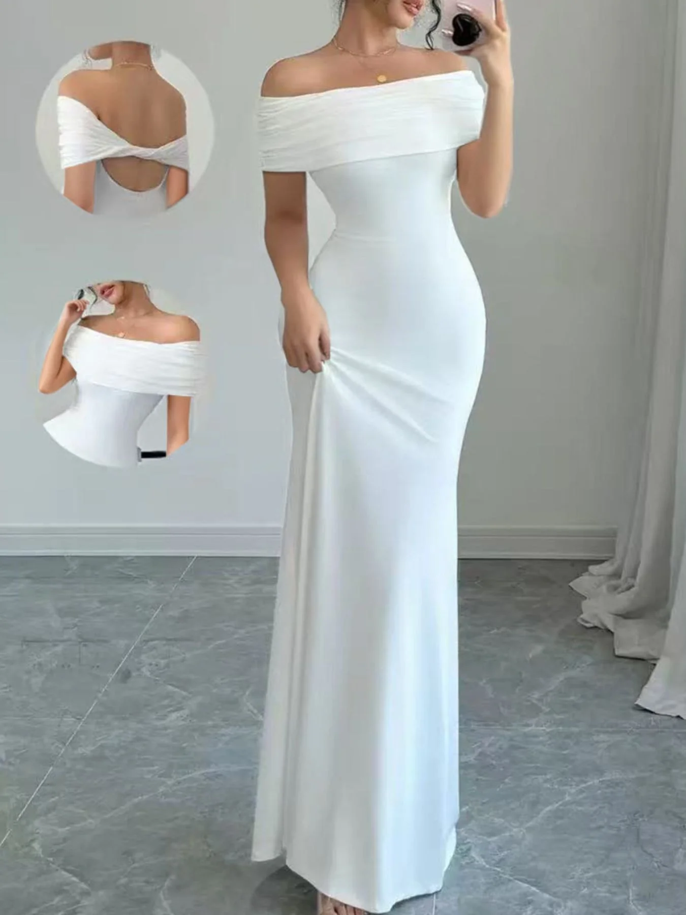 Off-Shoulder Bodycon Maxi Dress - Image 2