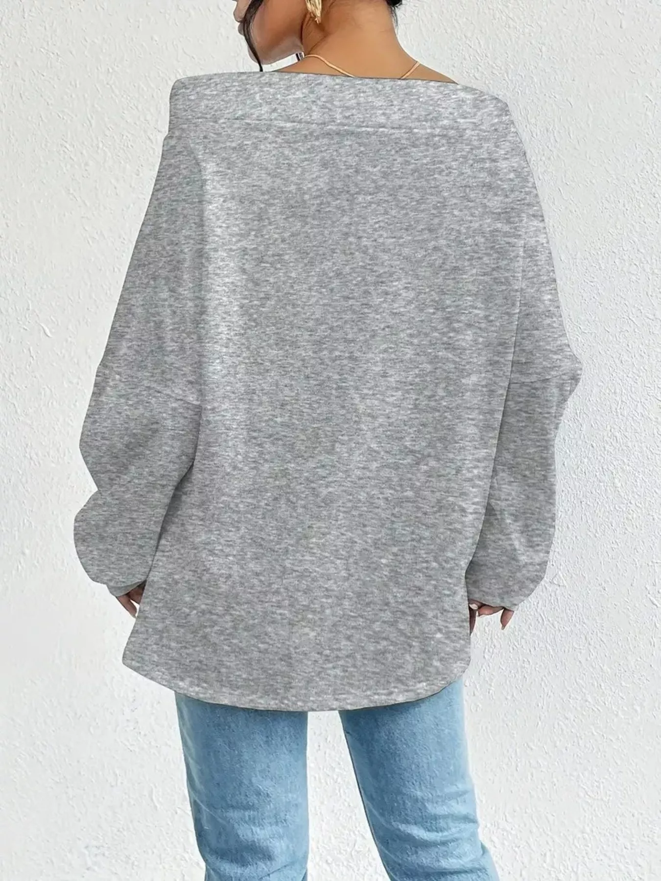 Off-Shoulder Drawstring Sweatshirt - Image 3