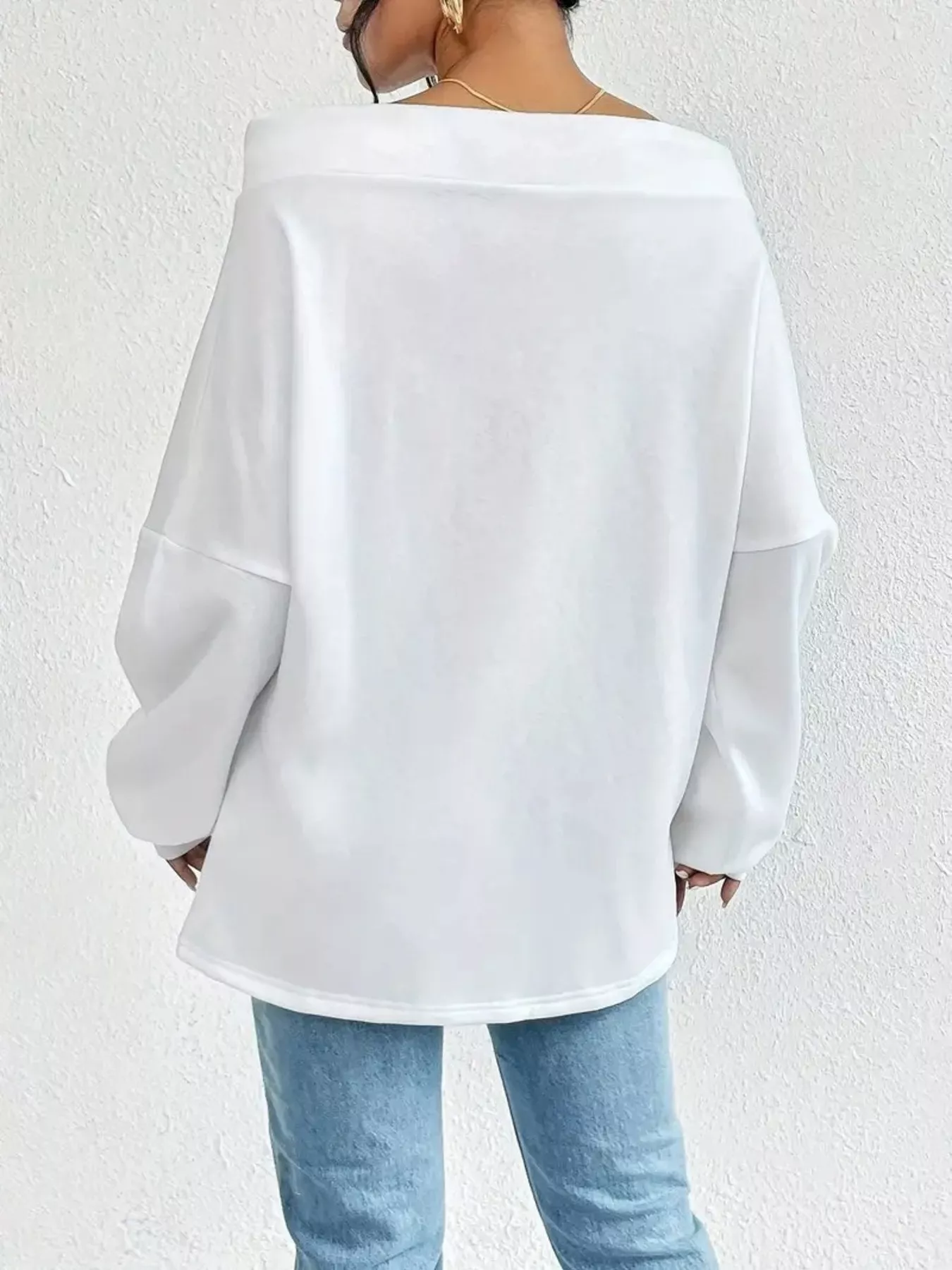 Off-Shoulder Drawstring Sweatshirt - Image 6