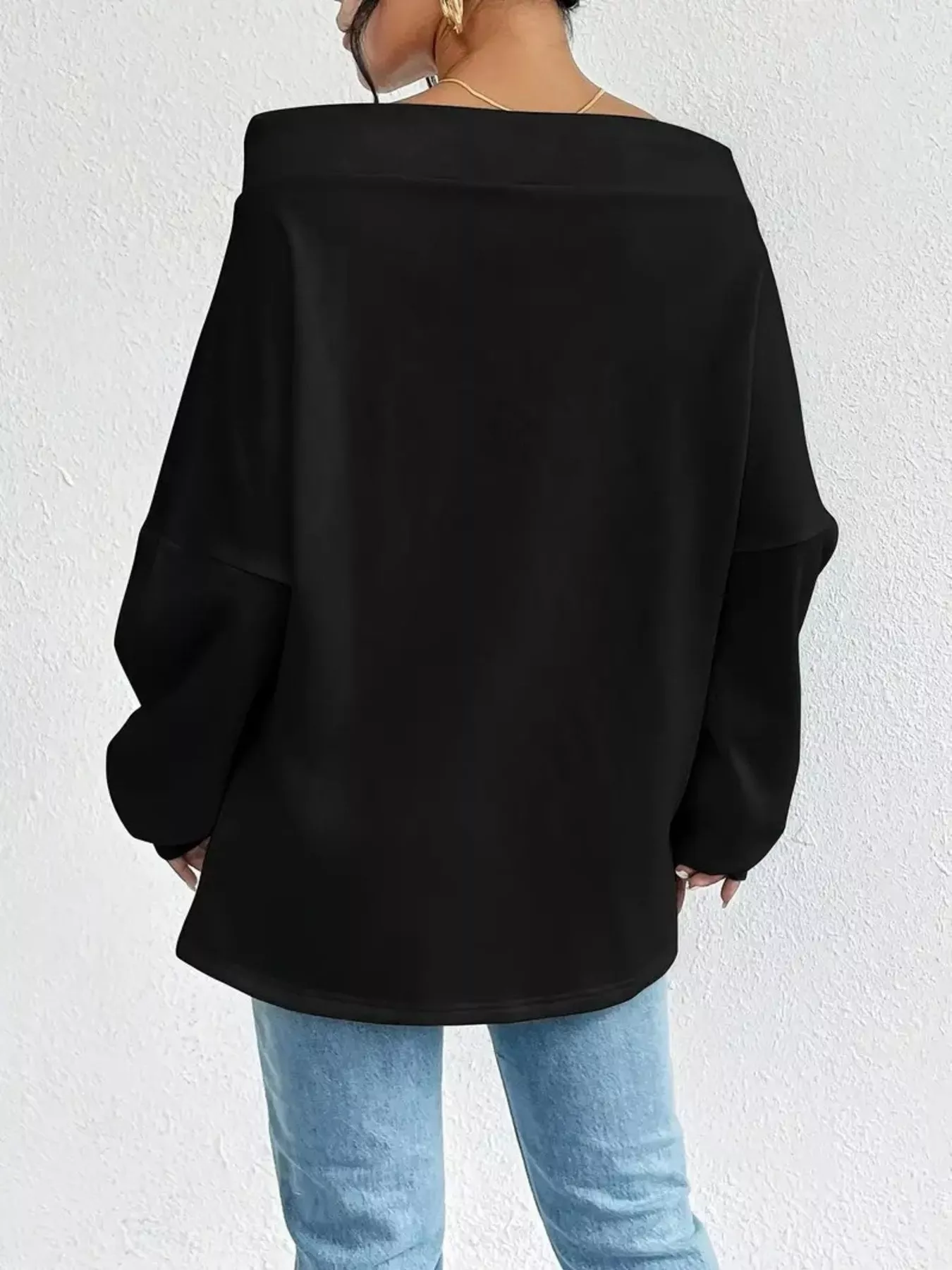 Off-Shoulder Drawstring Sweatshirt - Image 9