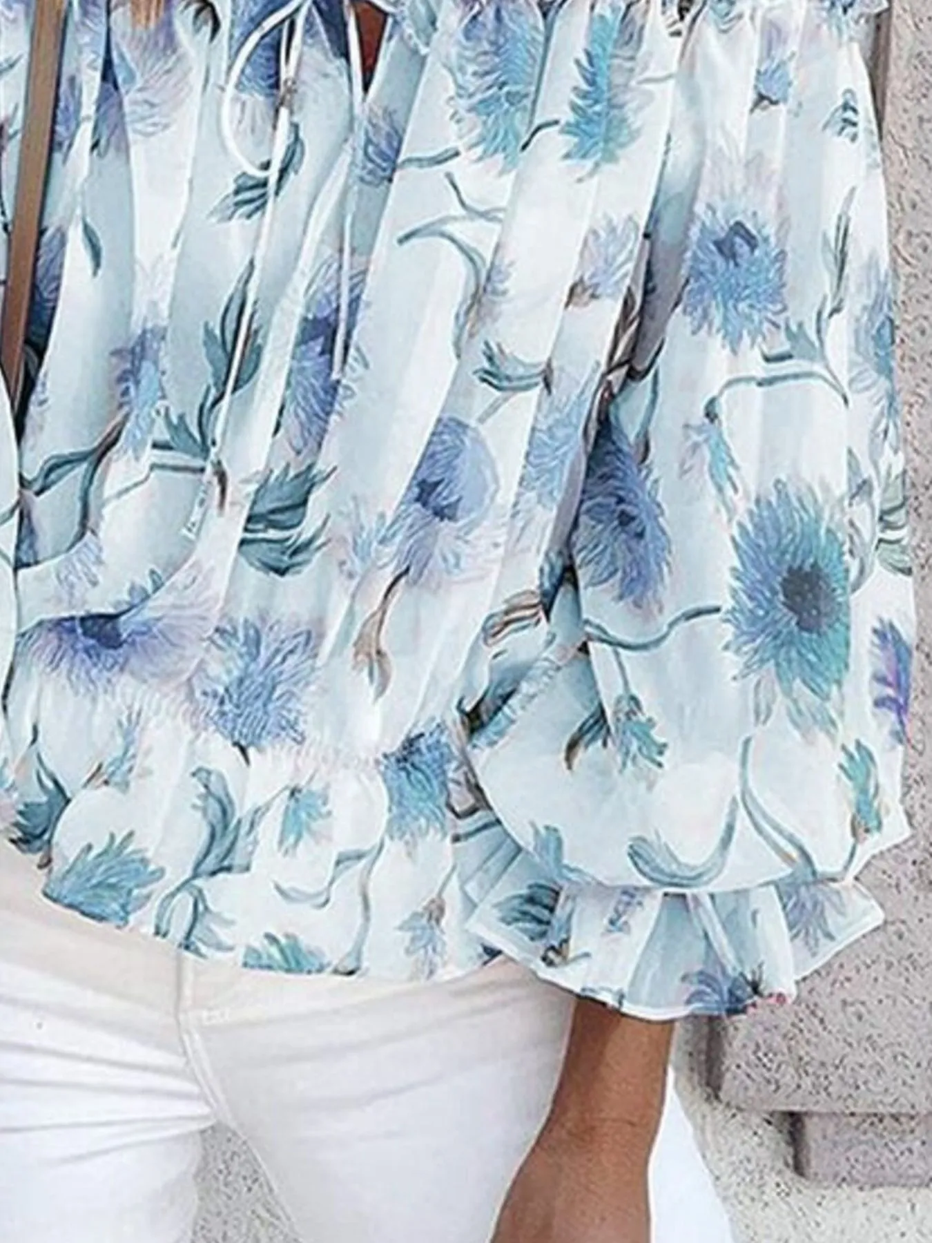 Off-Shoulder Floral Print Blouse - Image 3