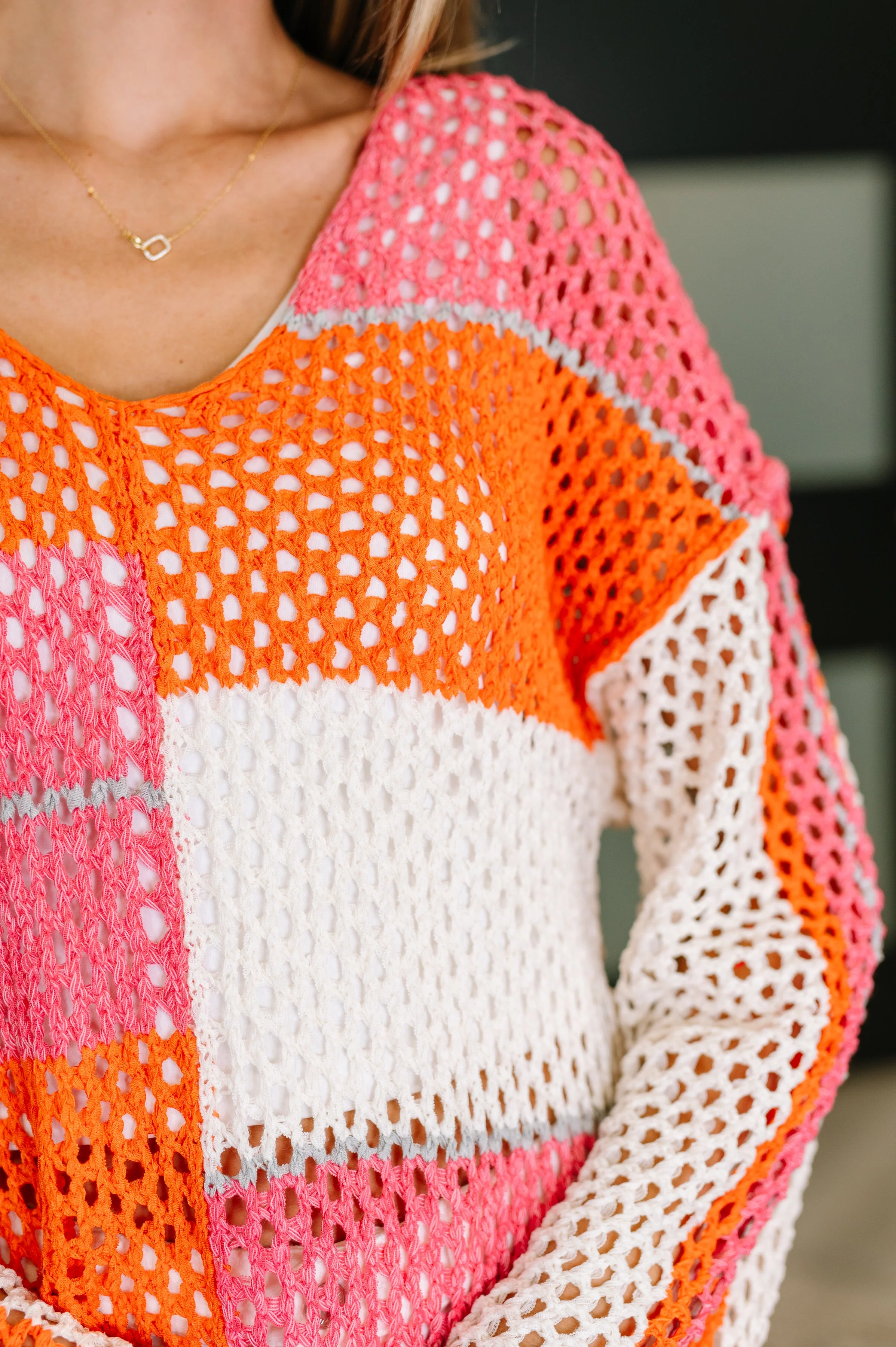 Off the Grid Net Color Block Layering Top - Image 2