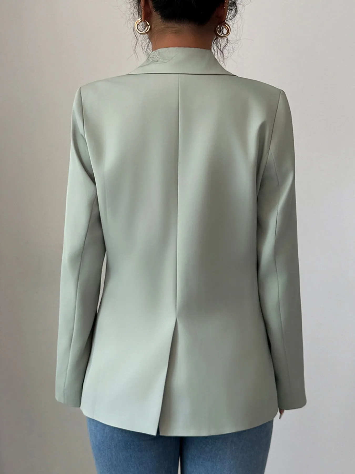 One Button Lapel Collar Blazer - Image 9
