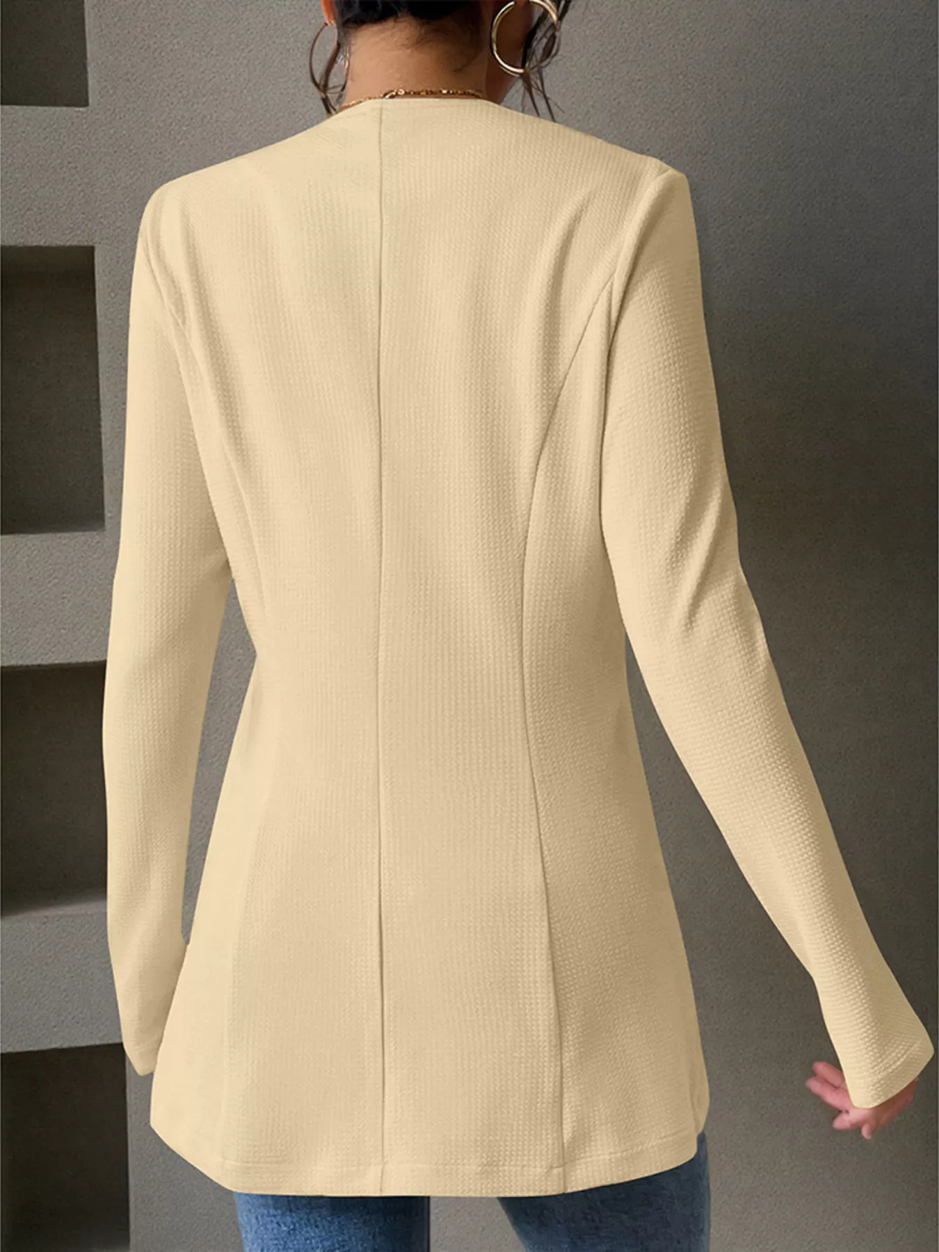 One Button Long Sleeve Blazer - Image 32