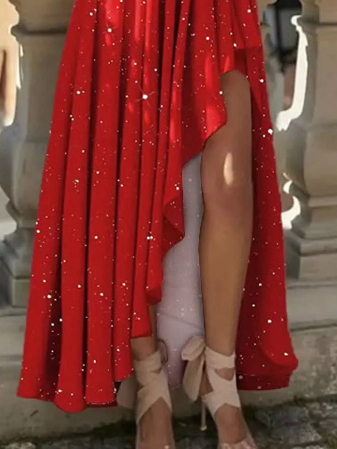 One-Shoulder Asymmetrical Hem Maxi Dress - Image 3