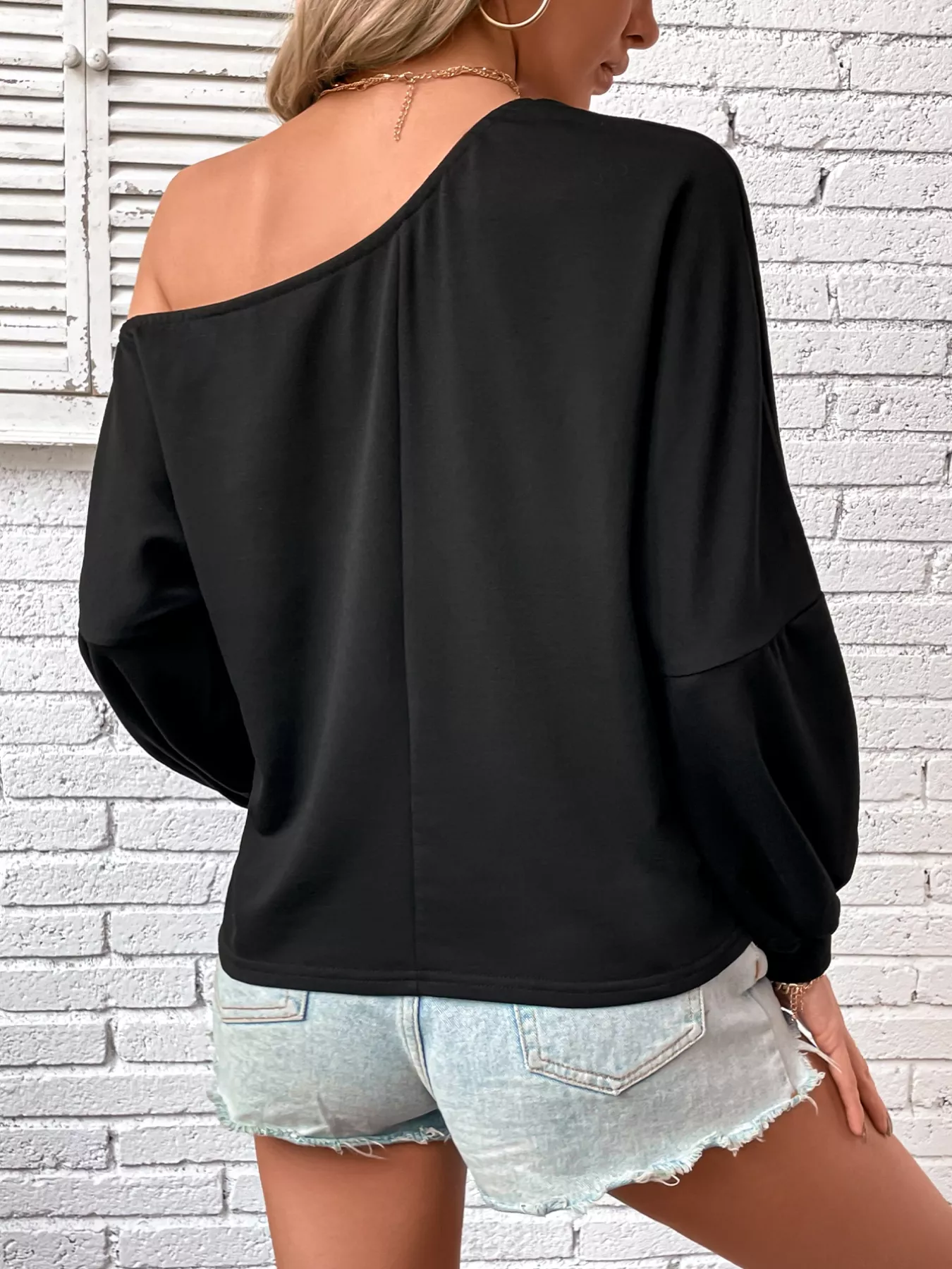 One-Shoulder Long Sleeve Casual Sweatshirt - Image 5