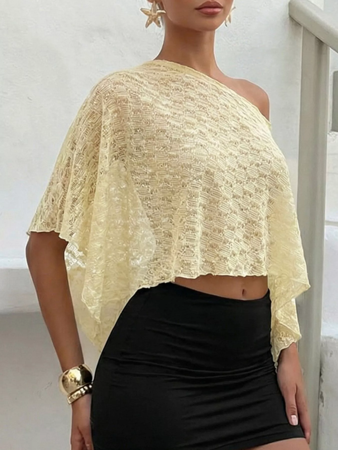 One Shoulder Long Sleeve Cover Up - Image 2