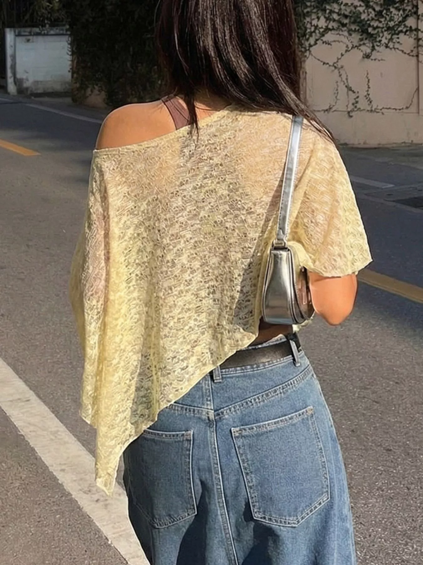 One Shoulder Long Sleeve Cover Up - Image 4