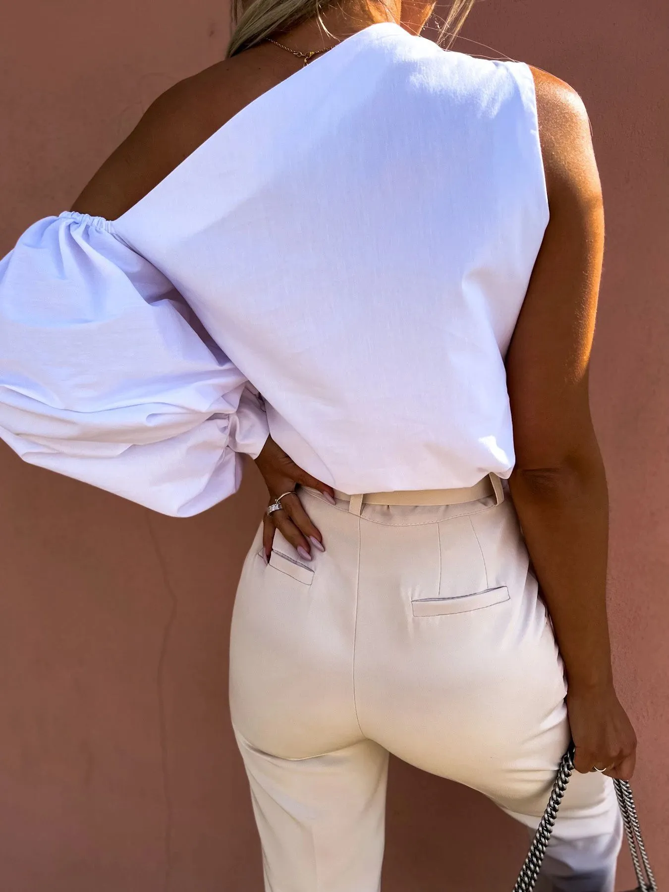 One Shoulder Puff Sleeve Blouse - Image 4