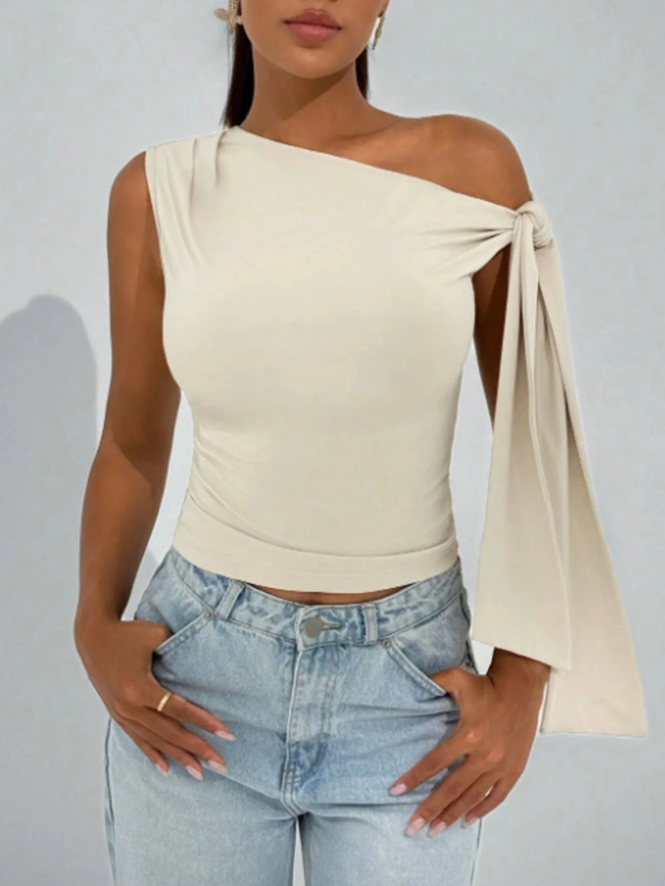 One-Shoulder Tie Detail Top - Image 5