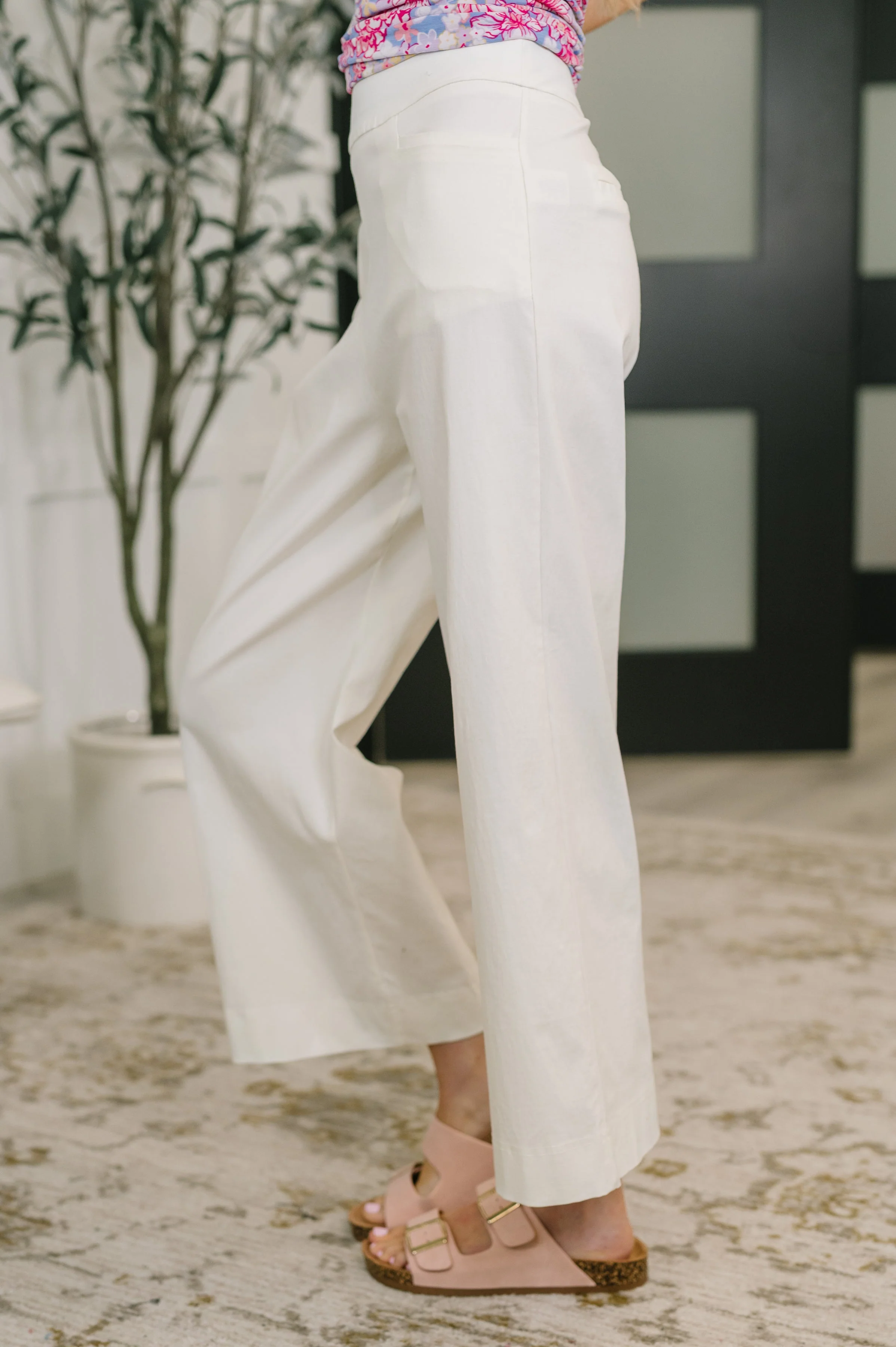 Only Pair High Waisted Wide Leg Bottoms in Off White - Image 4