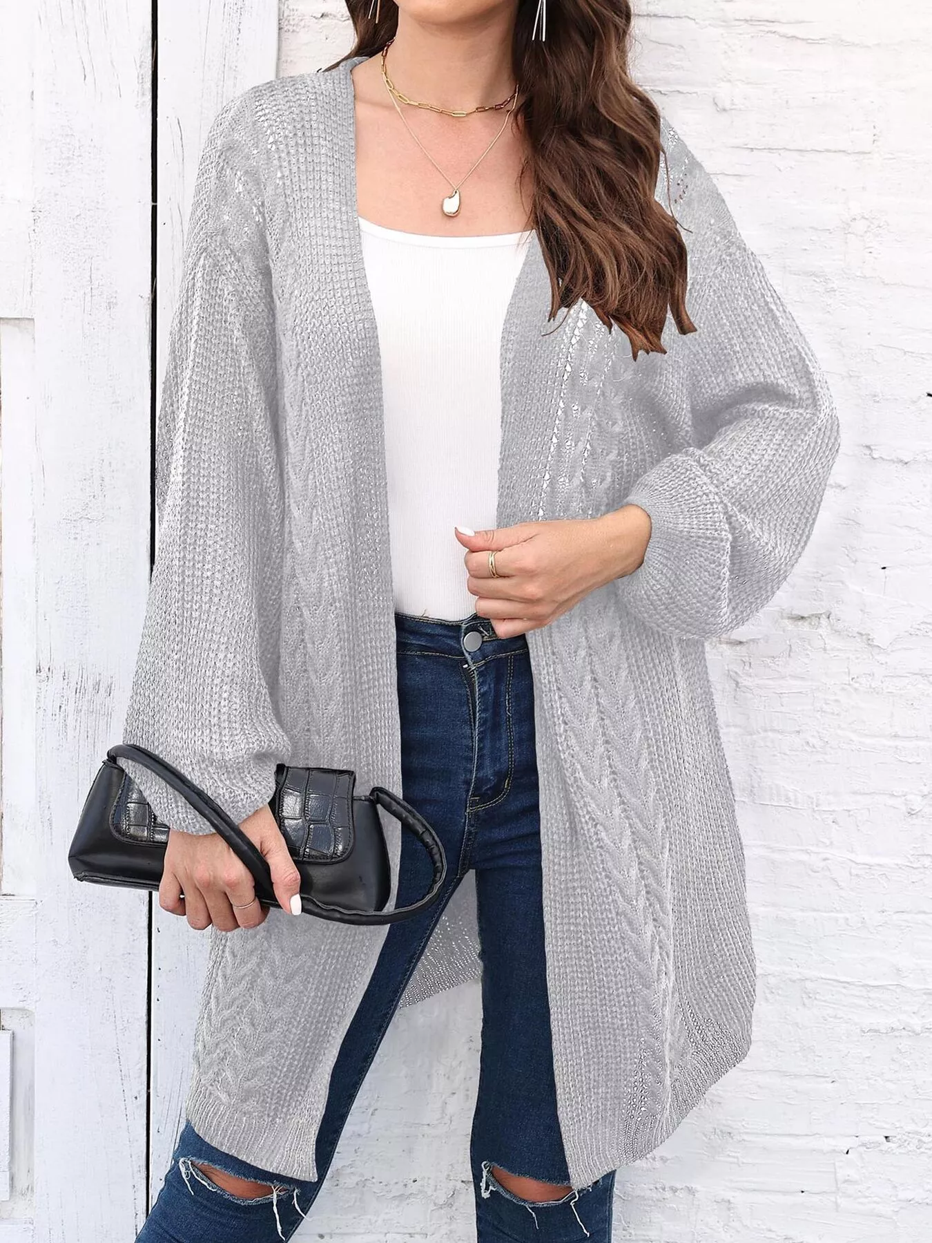 Open Front Long Sleeve Cardigan - Image 18