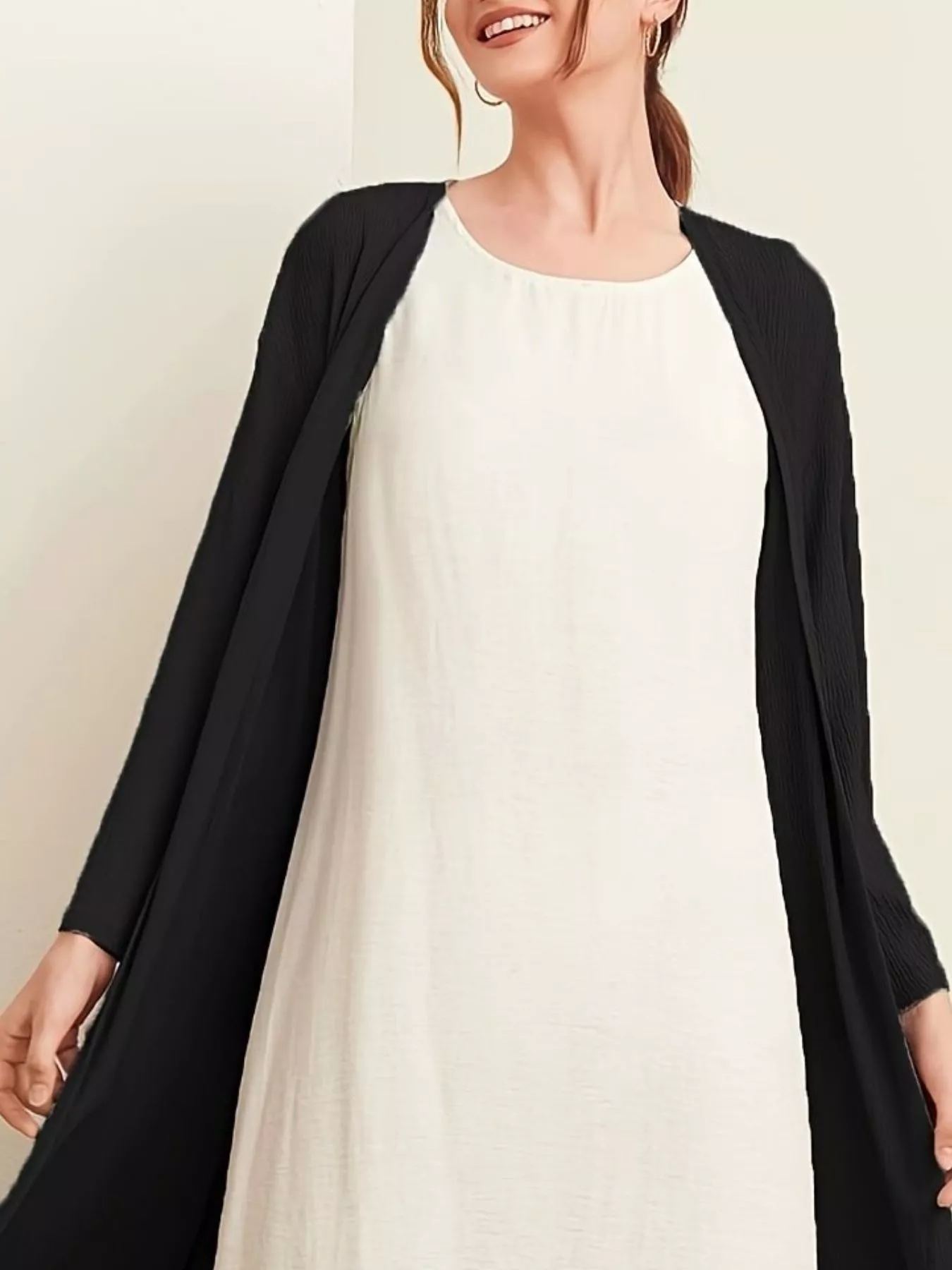 Open Front Long Sleeve Longline Cardigan - Image 8