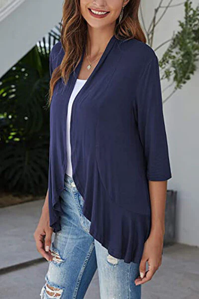 Open Front Three-Quarter Sleeve Cardigan - Image 2