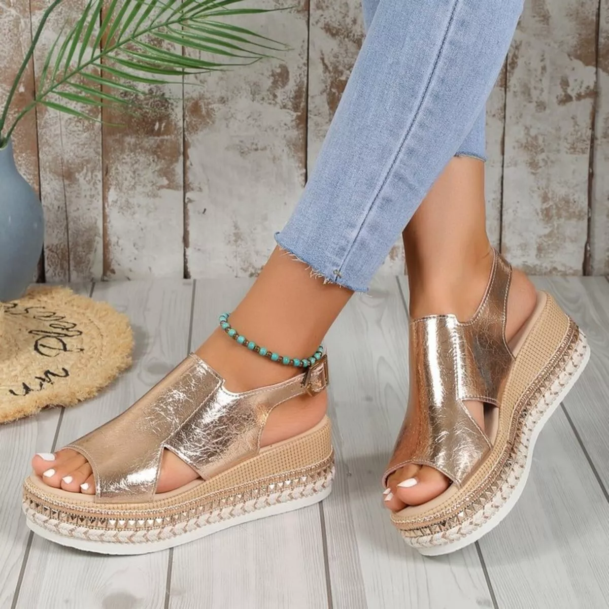 Open Toe Wedge Sandals - Image 2