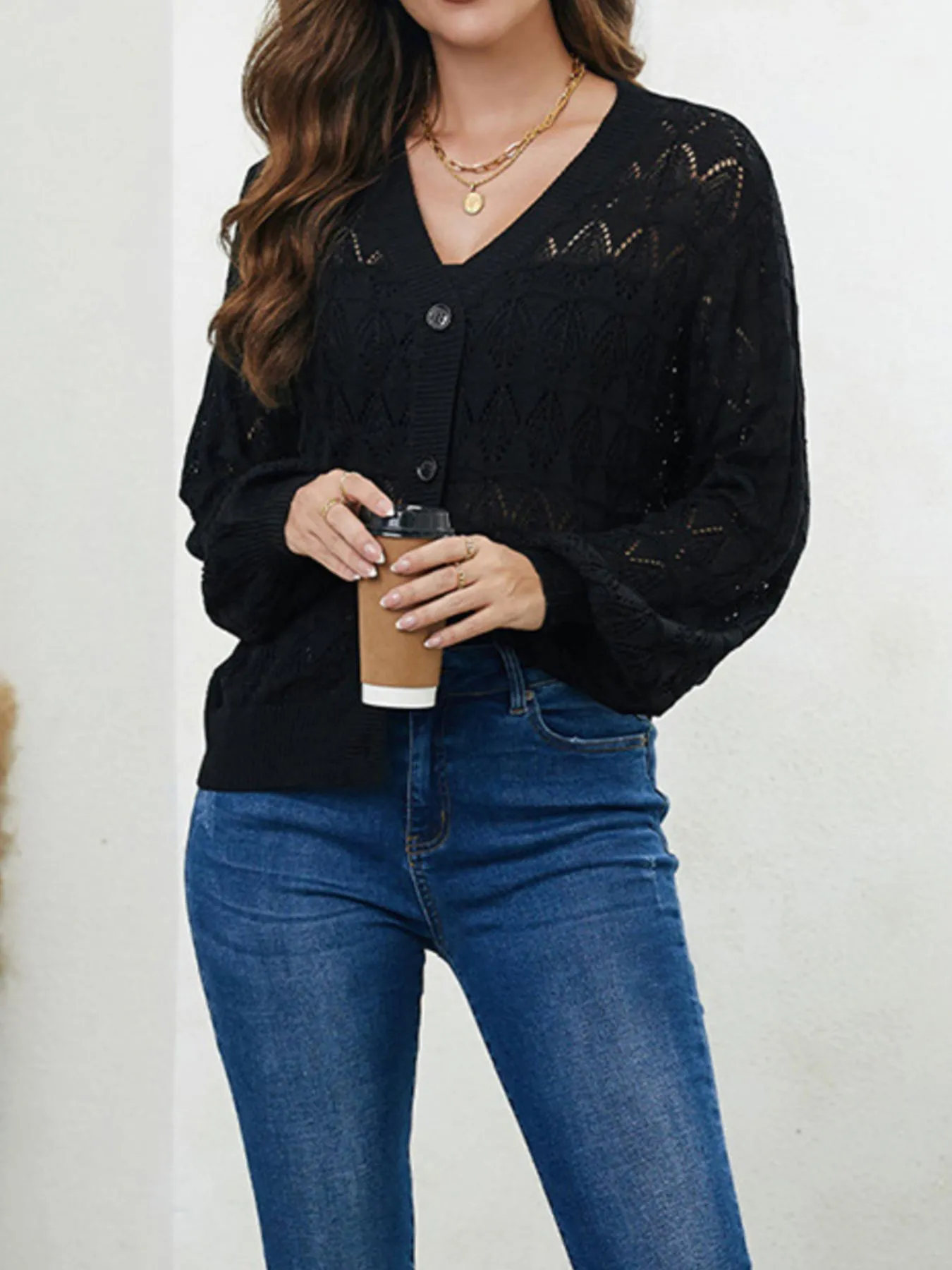 Openwork Button Up Cardigan - Image 15