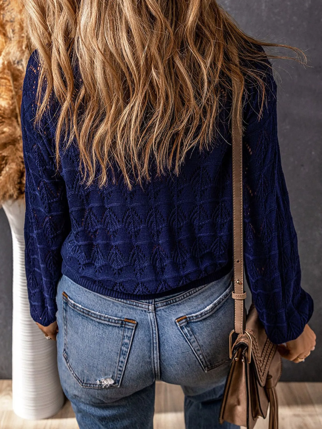 Openwork Button Up Cardigan - Image 2