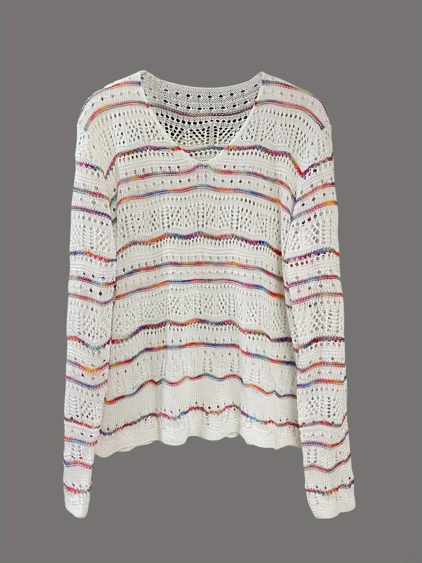 Openwork Long Sleeve Knit Top - Image 5