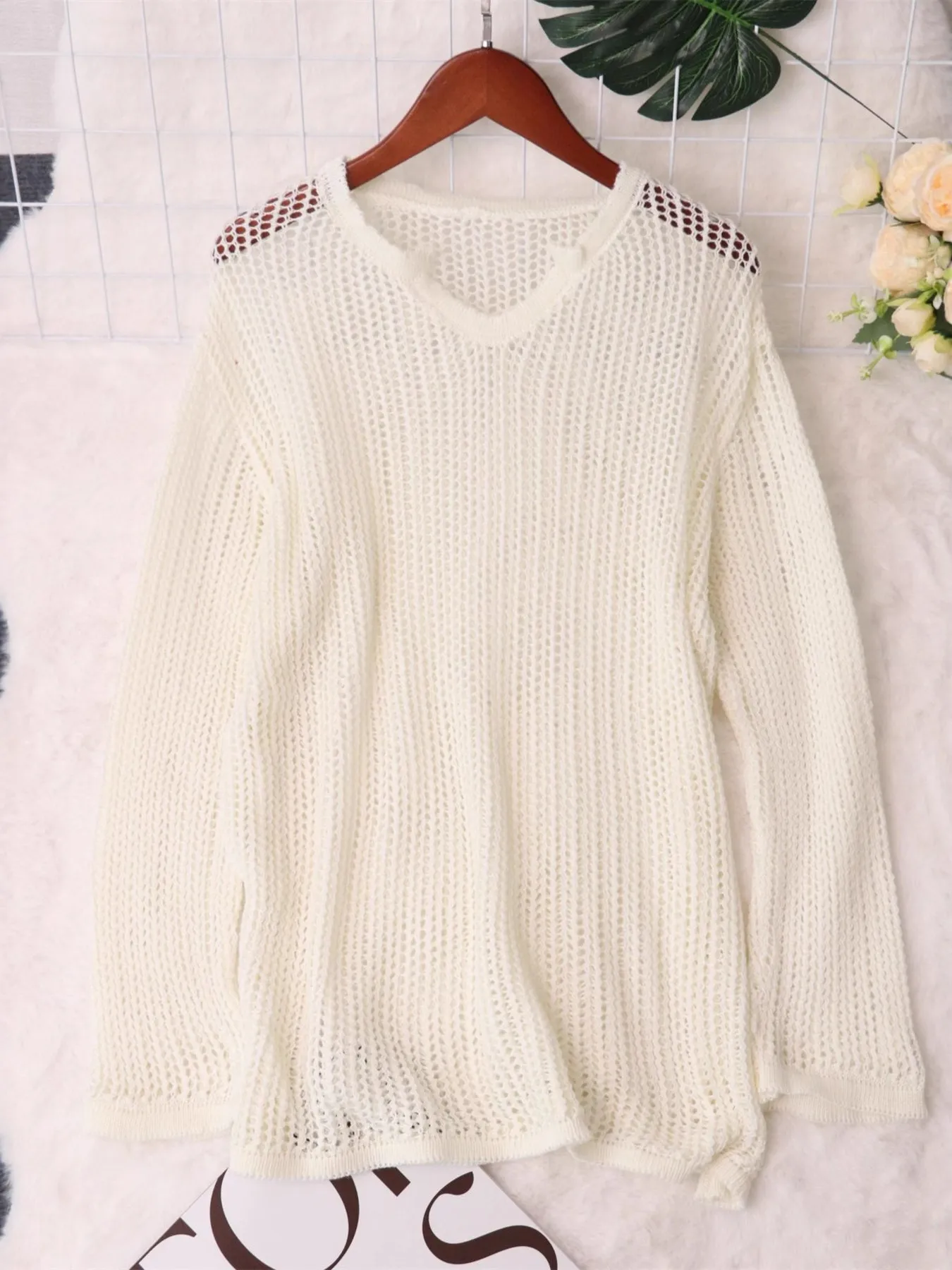 Openwork Relaxed Fit Knit Cover Up - Image 15