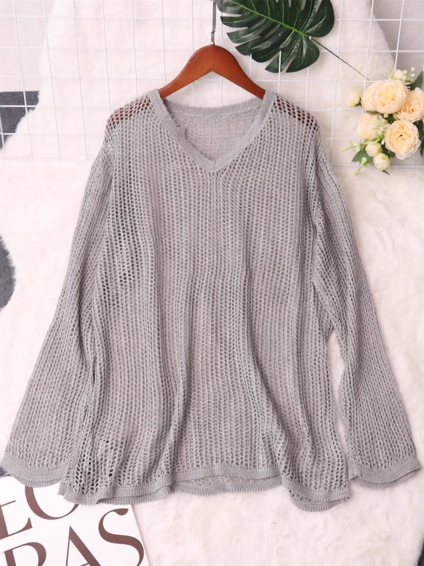 Openwork Relaxed Fit Knit Cover Up - Image 7