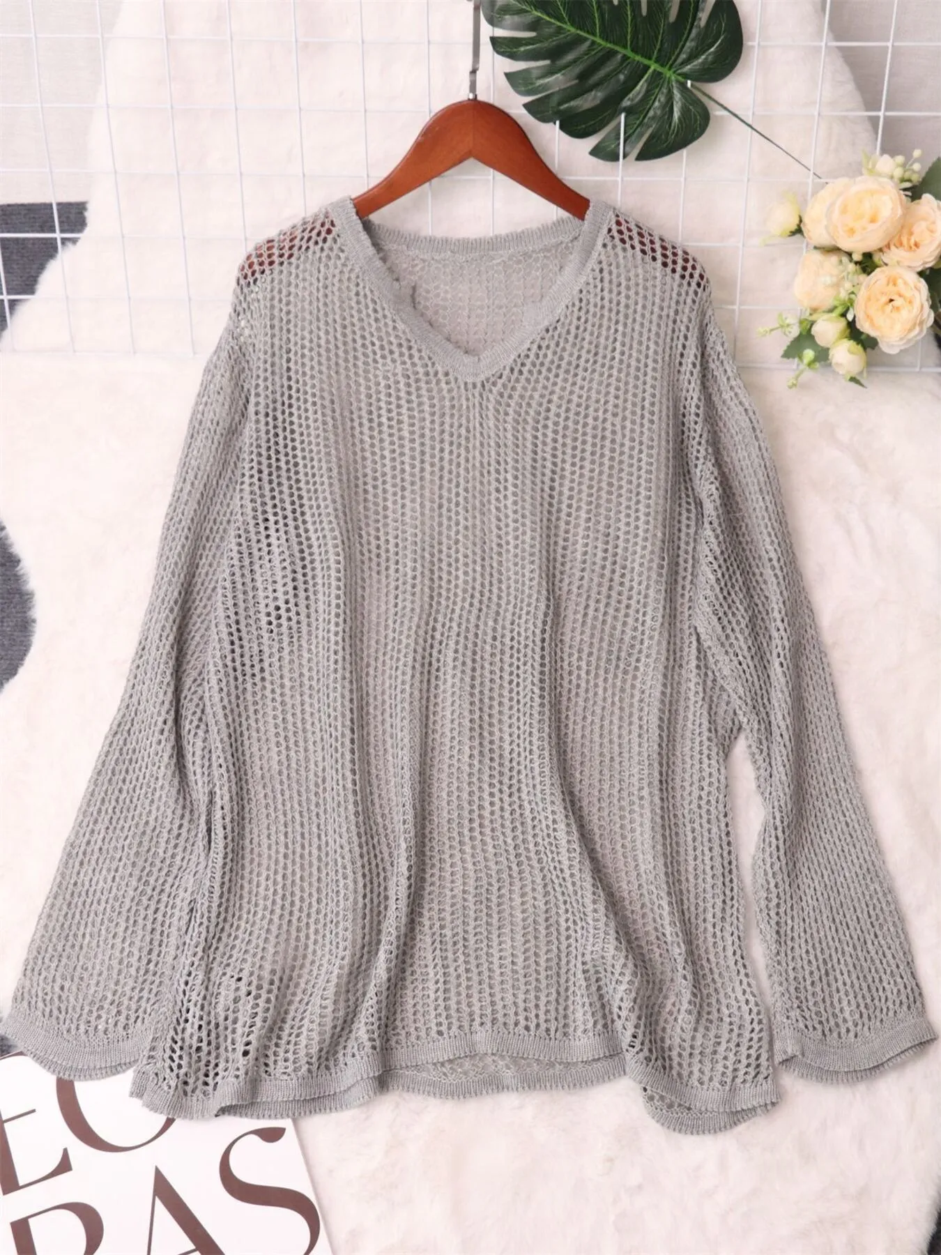 Openwork Relaxed Fit Knit Cover Up - Image 8