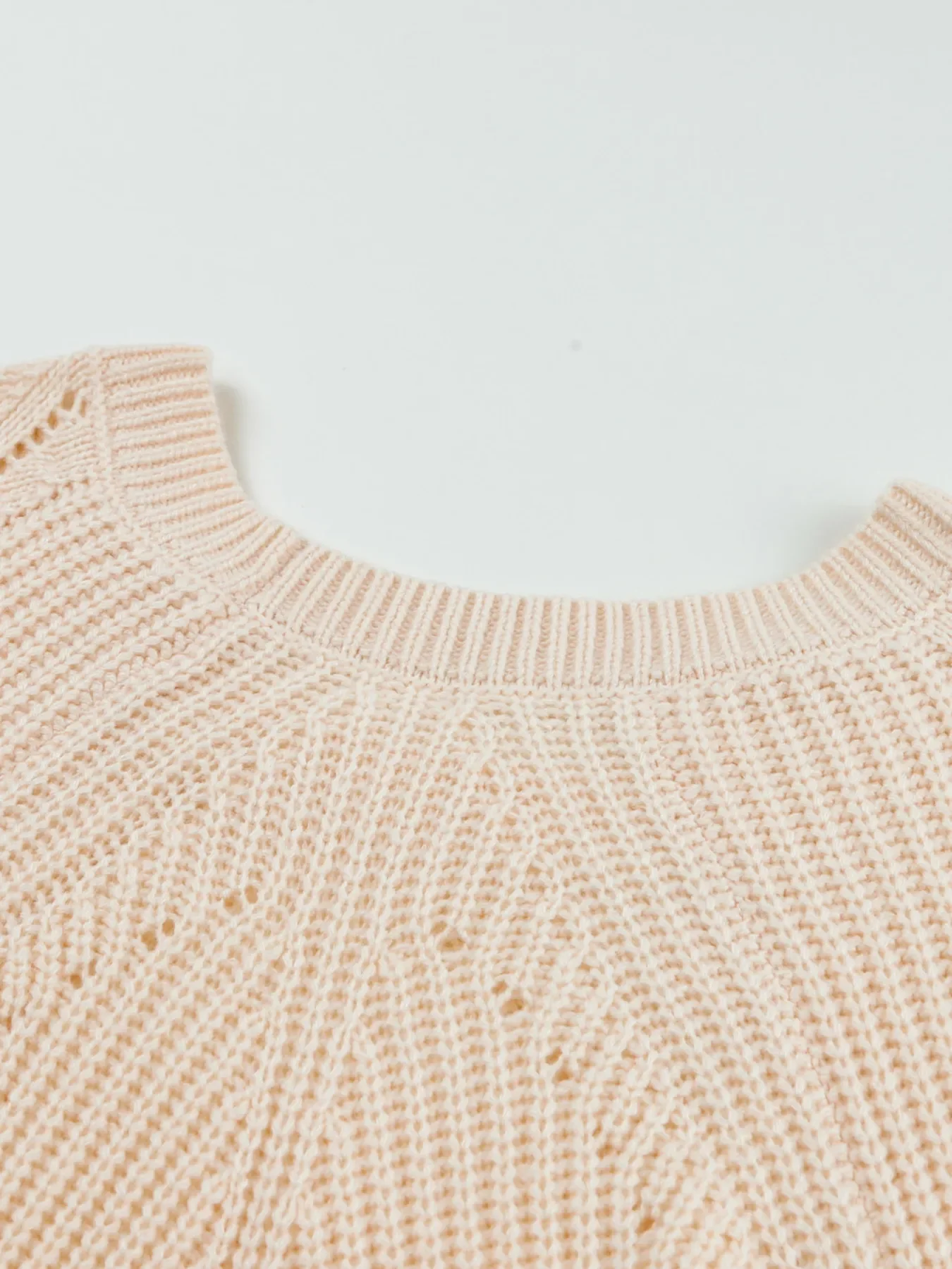 Openwork Round Neck Long Sleeve Sweater - Image 11