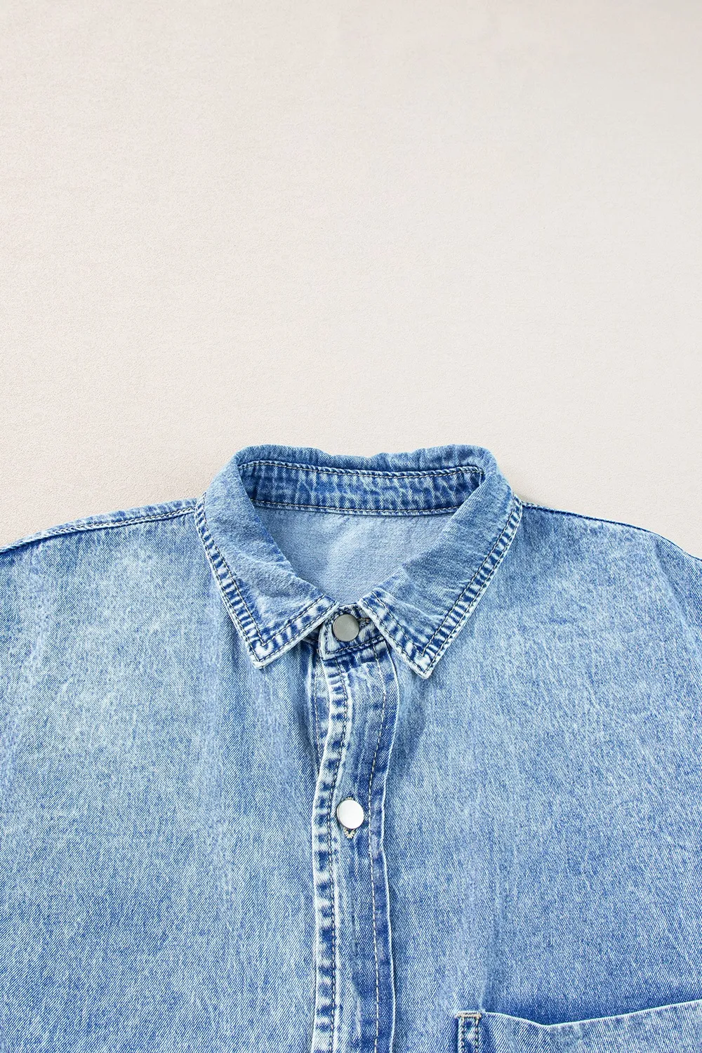 Oversized Button Down Denim Shirt Dress - Image 10