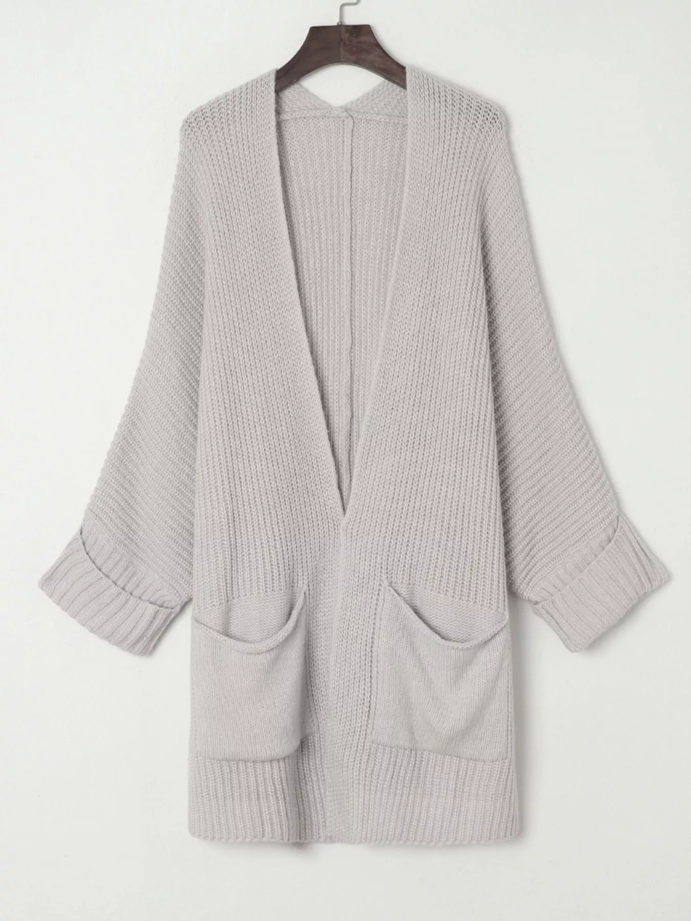Oversized Fold Over Sleeve Open Front Cardigan - Image 6