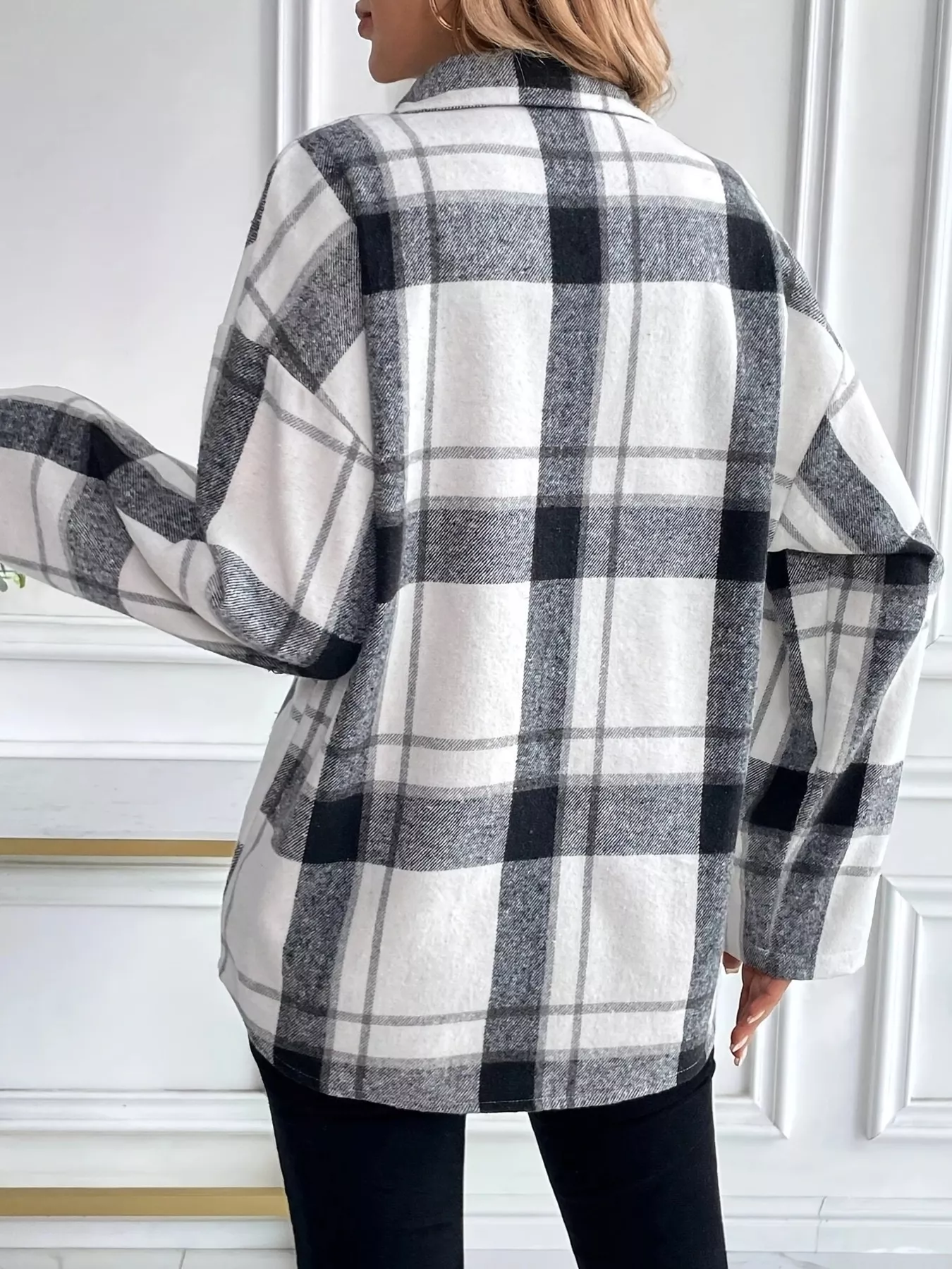 Oversized Plaid Button Up Shirt - Image 5