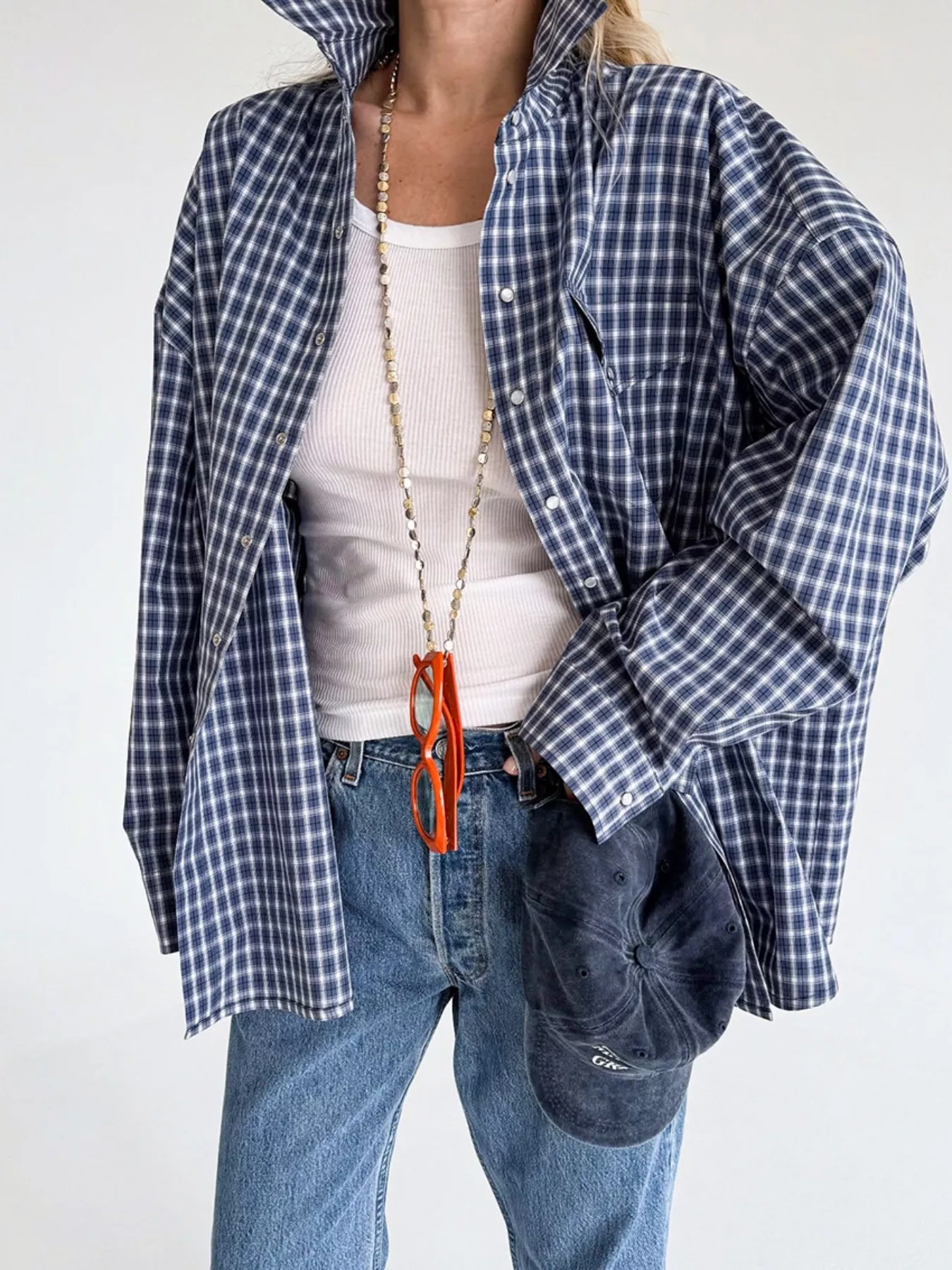 Oversized Plaid Button Up Shirt