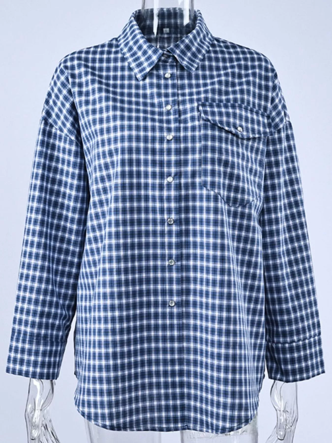Oversized Plaid Button Up Shirt - Image 6