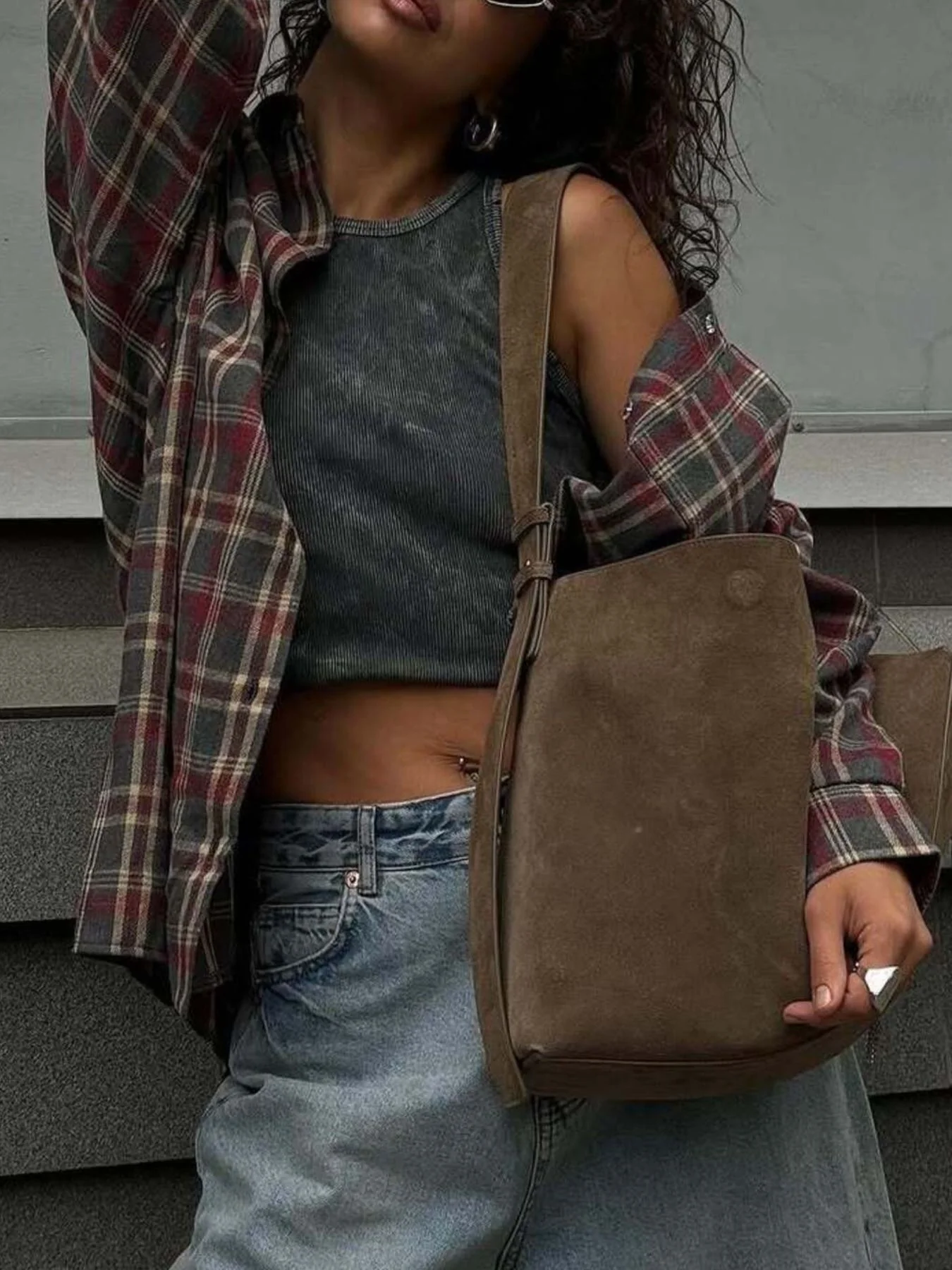Oversized Plaid Button Up Shirt - Image 5