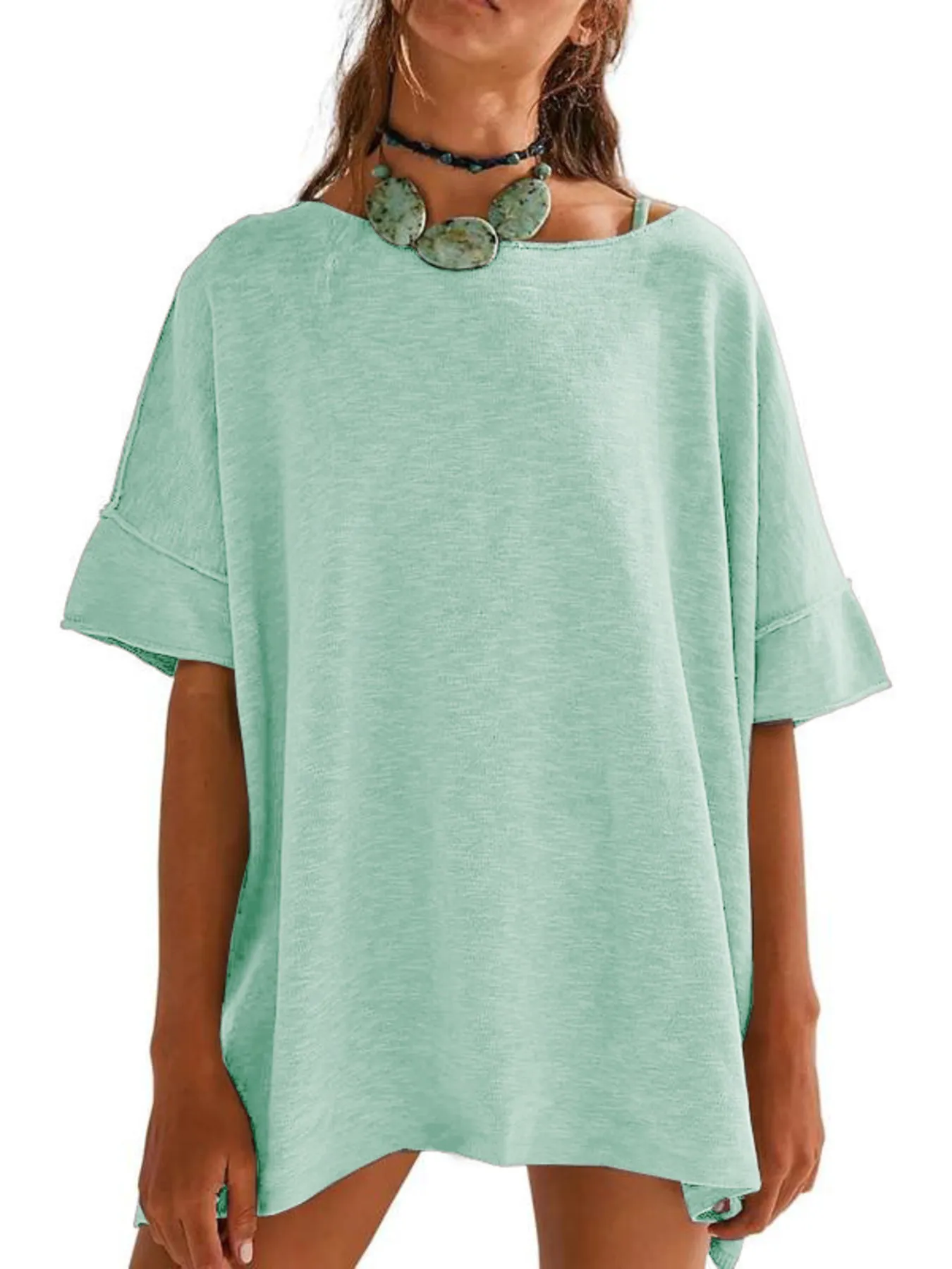 Oversized Round Neck Drop-Shoulder T-Shirt - Image 12