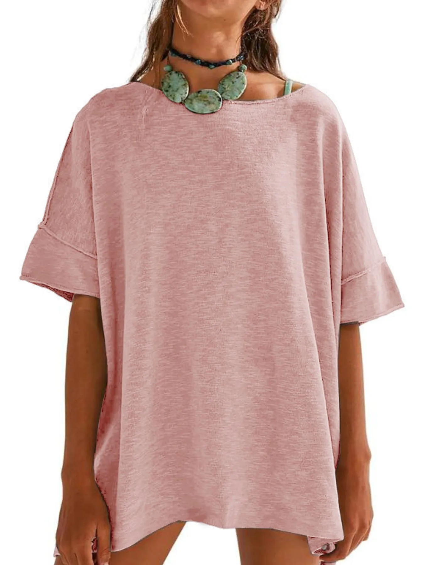 Oversized Round Neck Drop-Shoulder T-Shirt - Image 18