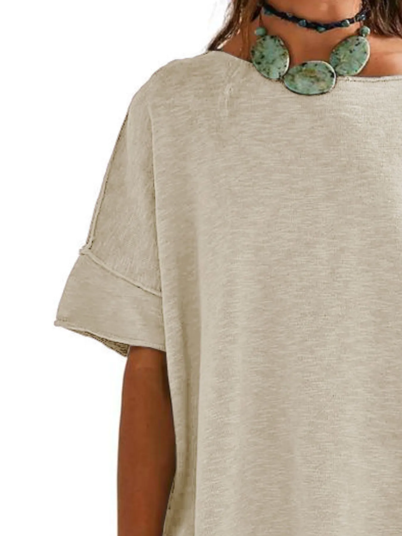 Oversized Round Neck Drop-Shoulder T-Shirt - Image 22