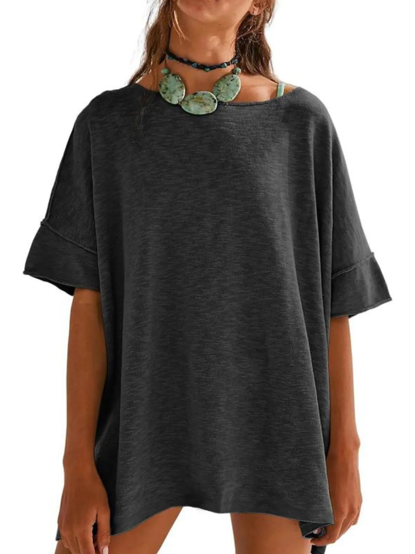 Oversized Round Neck Drop-Shoulder T-Shirt - Image 27