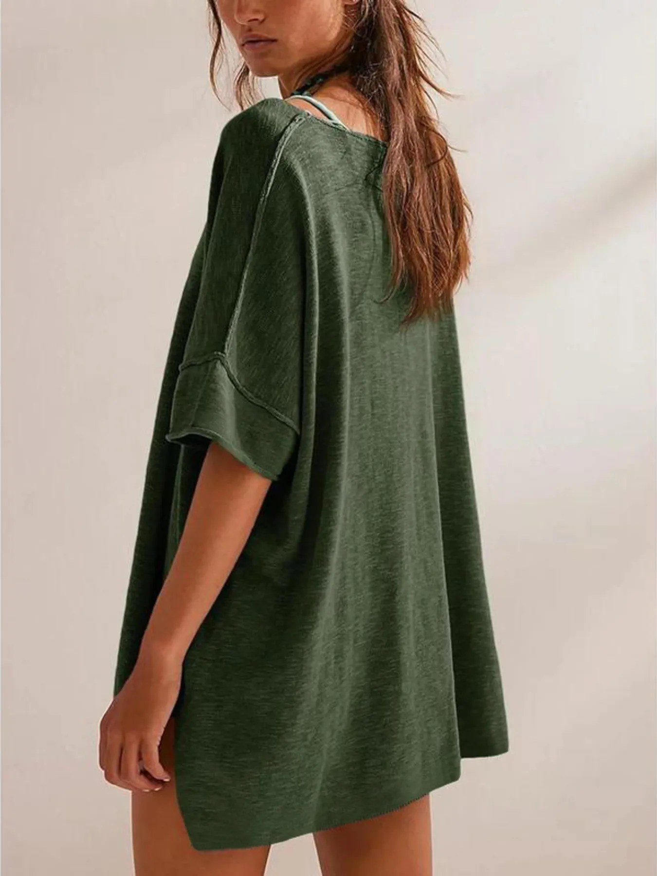 Oversized Round Neck Drop-Shoulder T-Shirt - Image 3