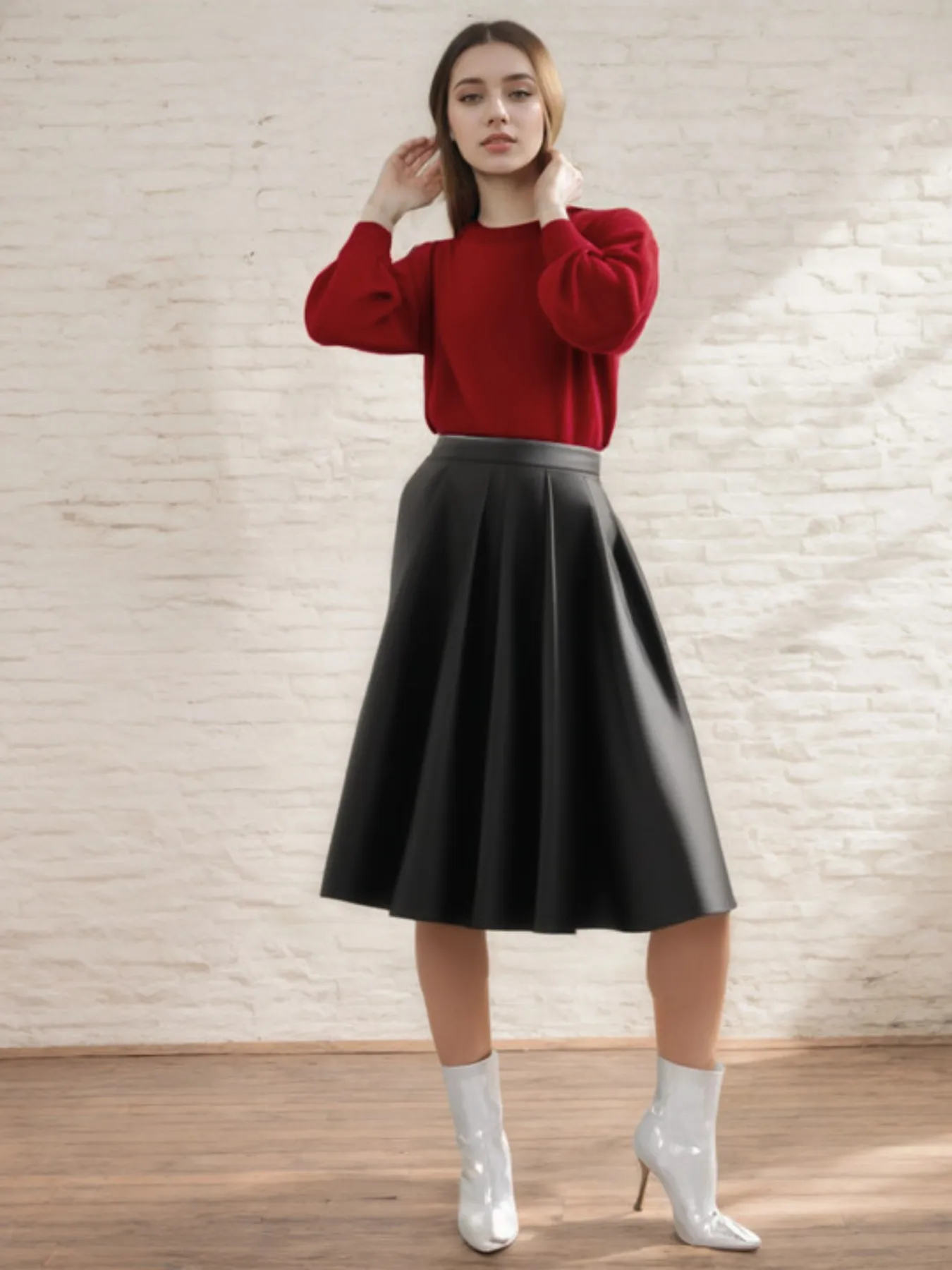 Oversized Round Neck Long Sleeve Knit Top - Image 7