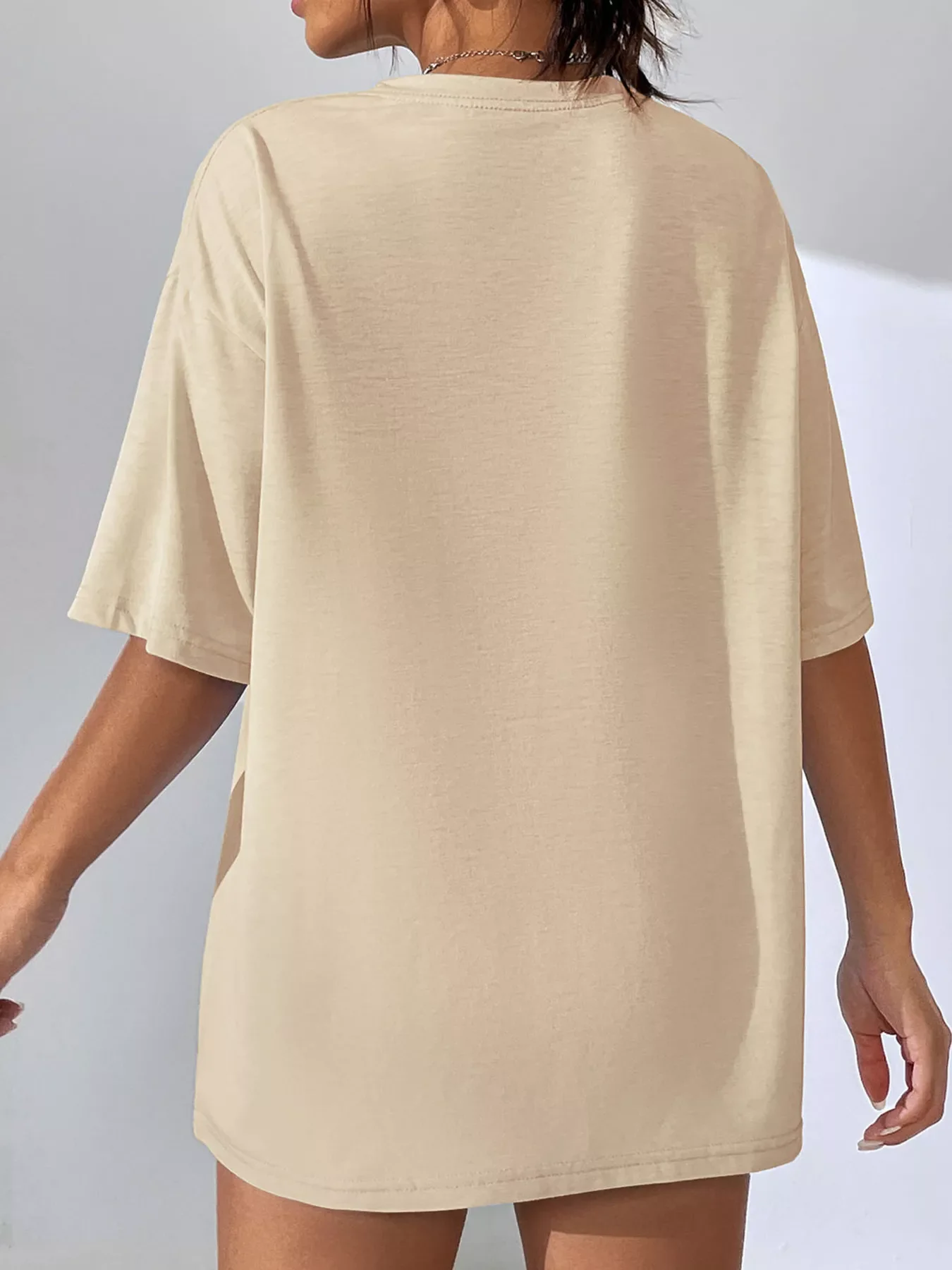Oversized Solid Color Casual T-Shirt - Image 6