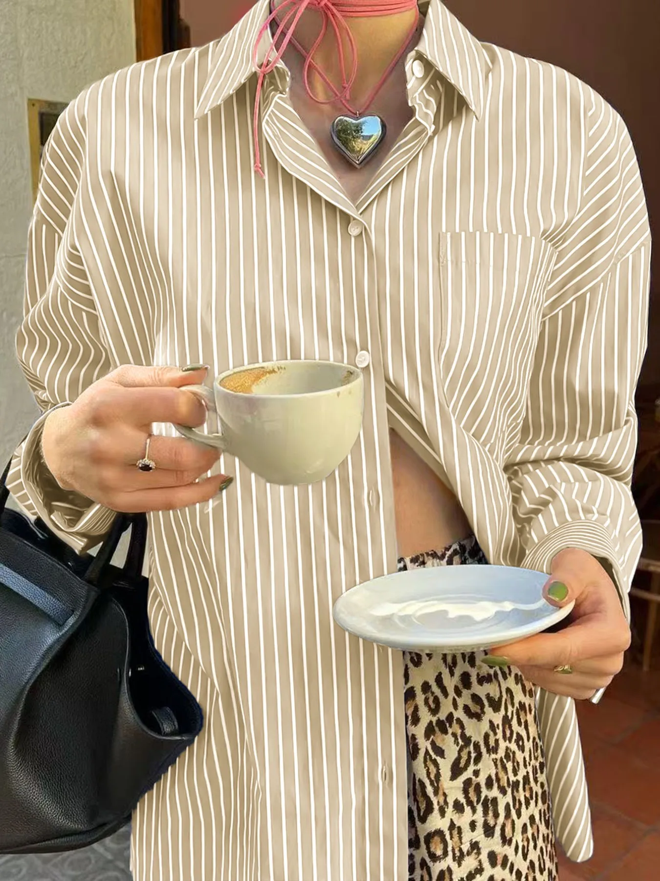Oversized Striped Button-Down Shirt - Image 18
