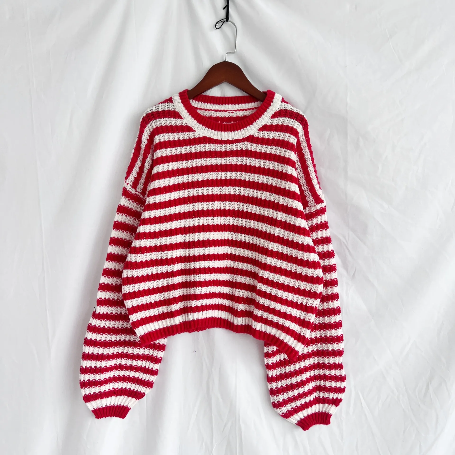 Oversized Striped Drop Shoulder Sweater - Image 16